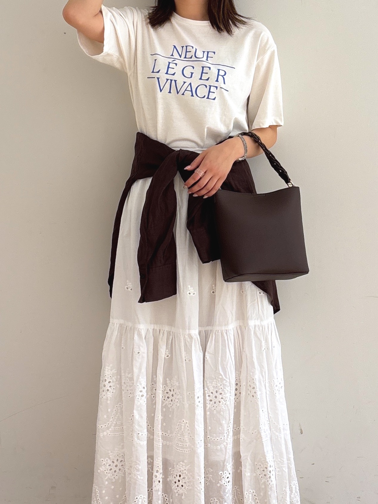 mireiさんの「OPAQUE.CLIP｜ロゴプリントアソートTシャツ【洗濯機OK】」を使ったコーディネート