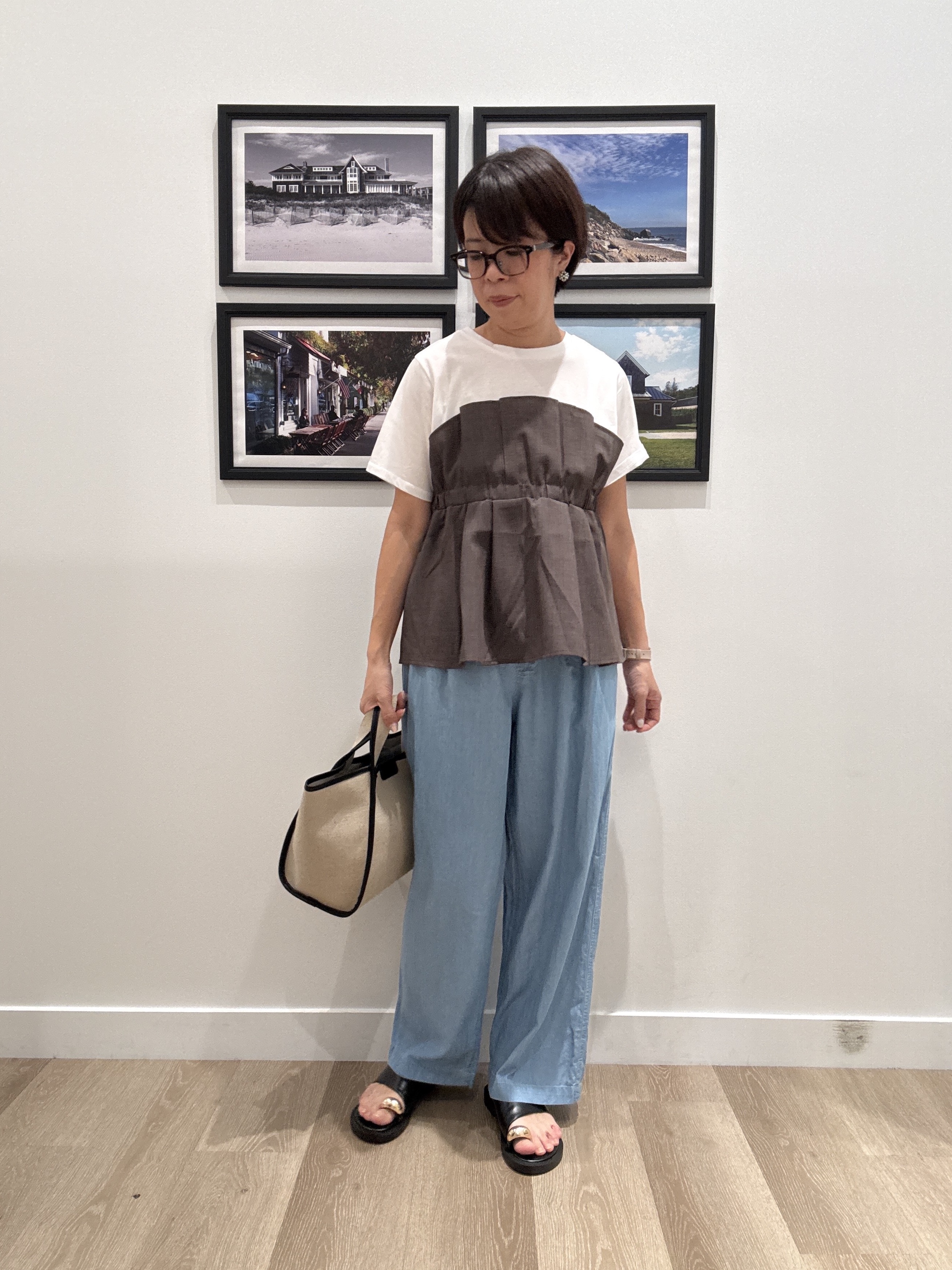 Naoさんの「Dessin｜【セットアップ可/UVカット/洗える】ビスチェドッキングTシャツ」を使ったコーディネート