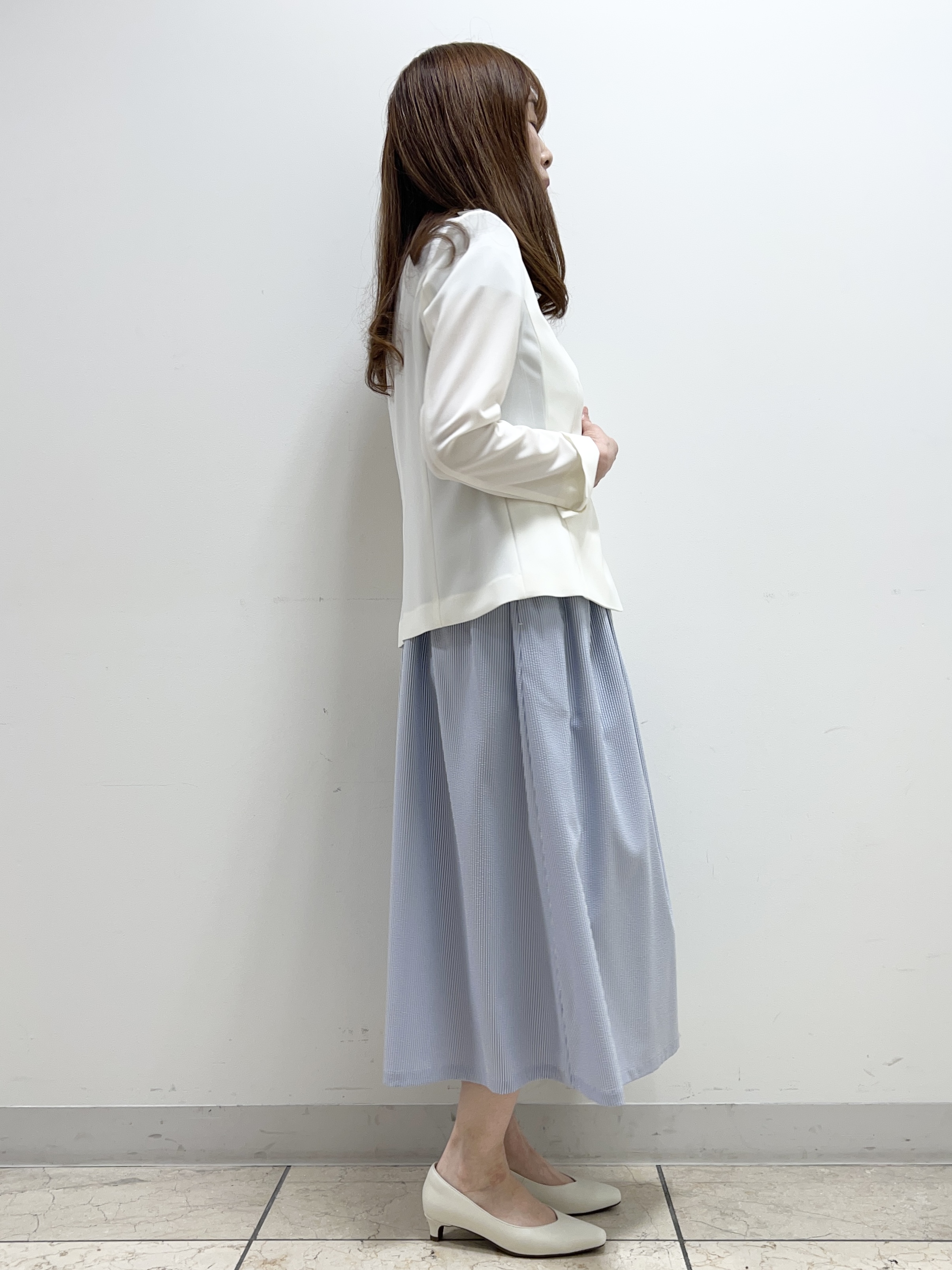 yuさんの「Reflect｜【吸水速乾／セットアップ可】ノーカラージャケット」を使ったコーディネート