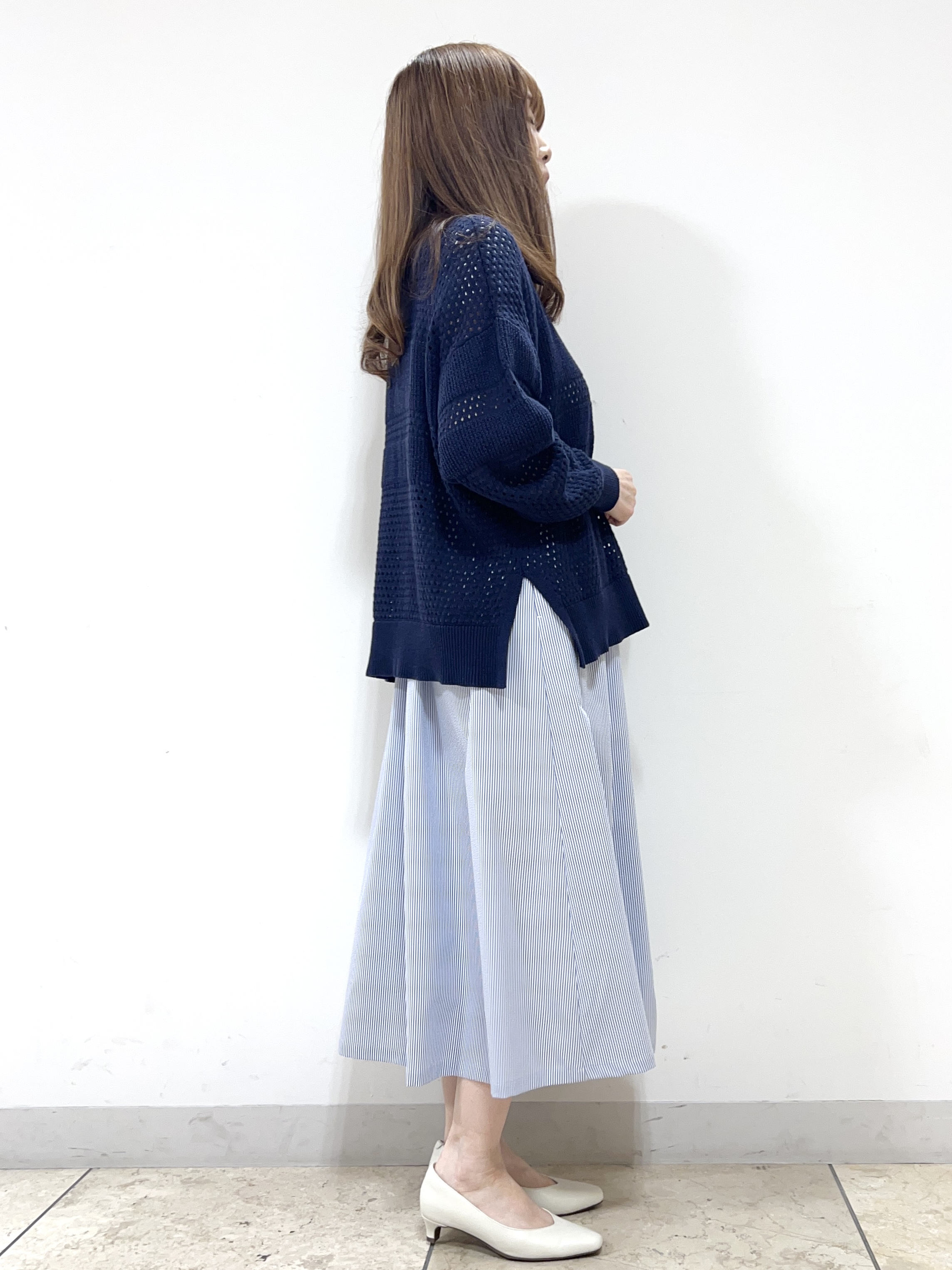 yuさんの「Reflect｜【レイヤードにおすすめ◎】メッシュ風ドライタッチニット」を使ったコーディネート