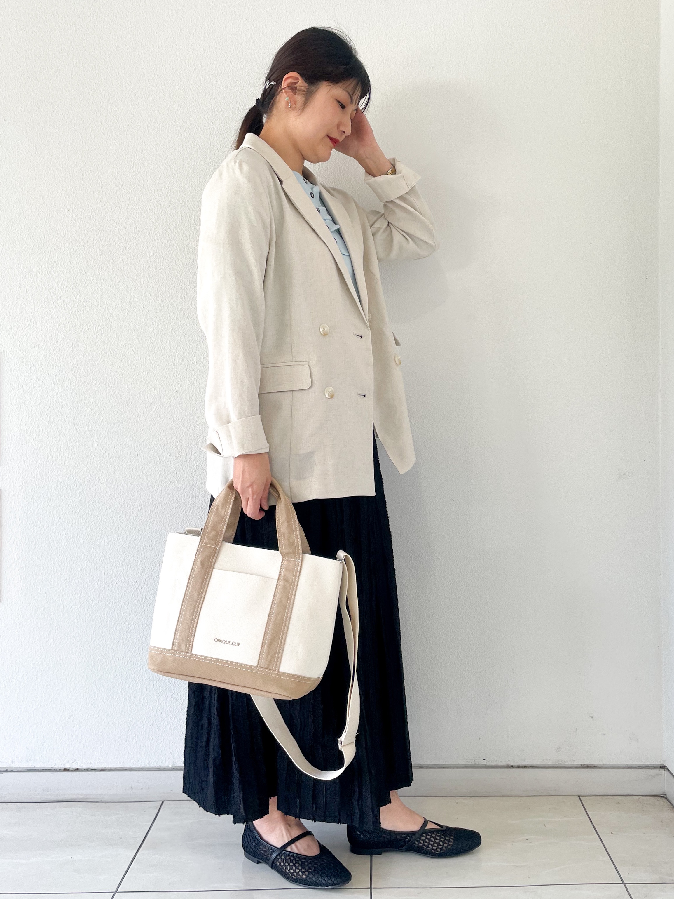なおさんの「index｜【UV／接触冷感】ダブルブレストジャケット《防シワ加工／洗える》」を使ったコーディネート
