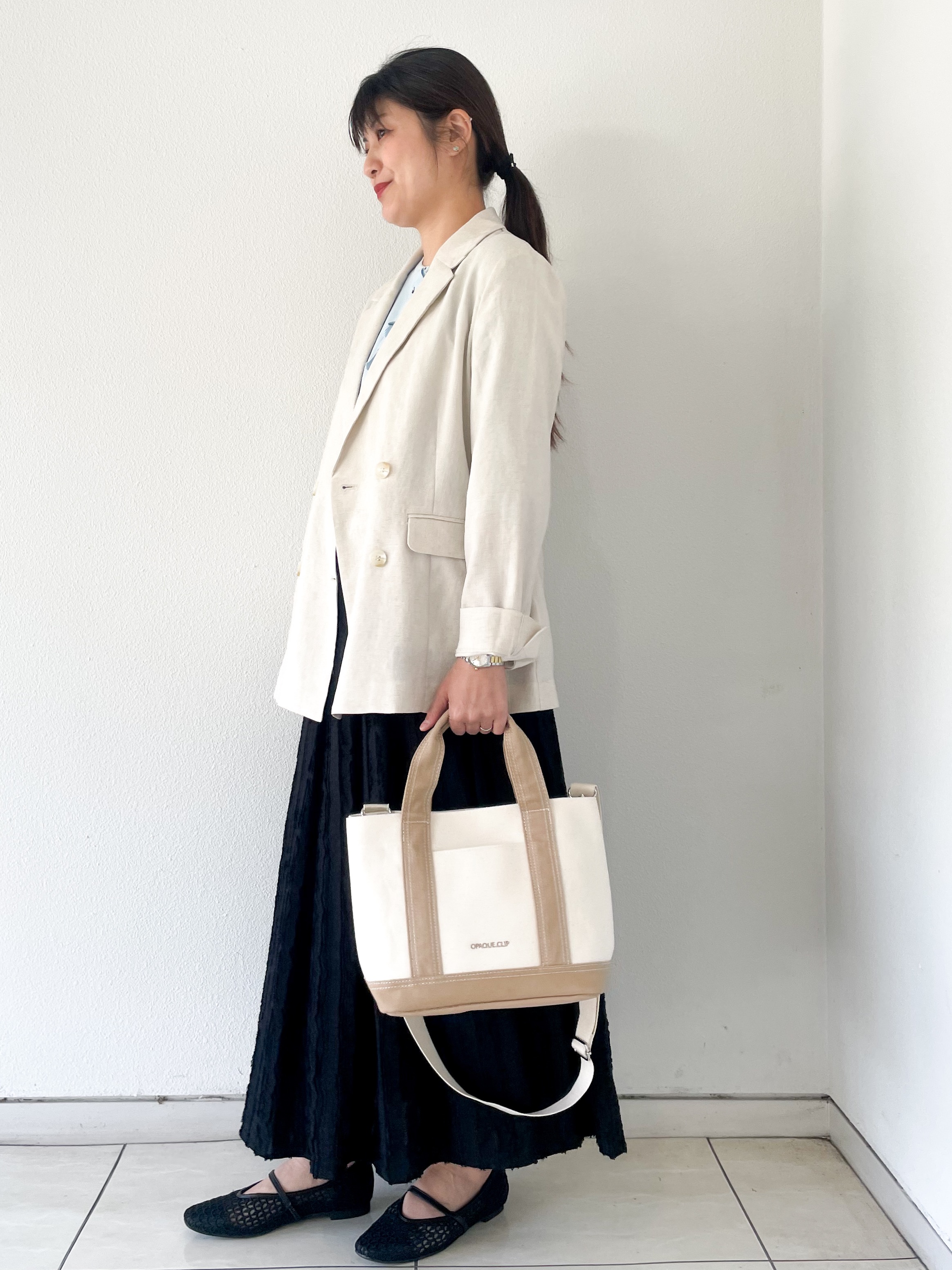なおさんの「index｜【UV／接触冷感】ダブルブレストジャケット《防シワ加工／洗える》」を使ったコーディネート