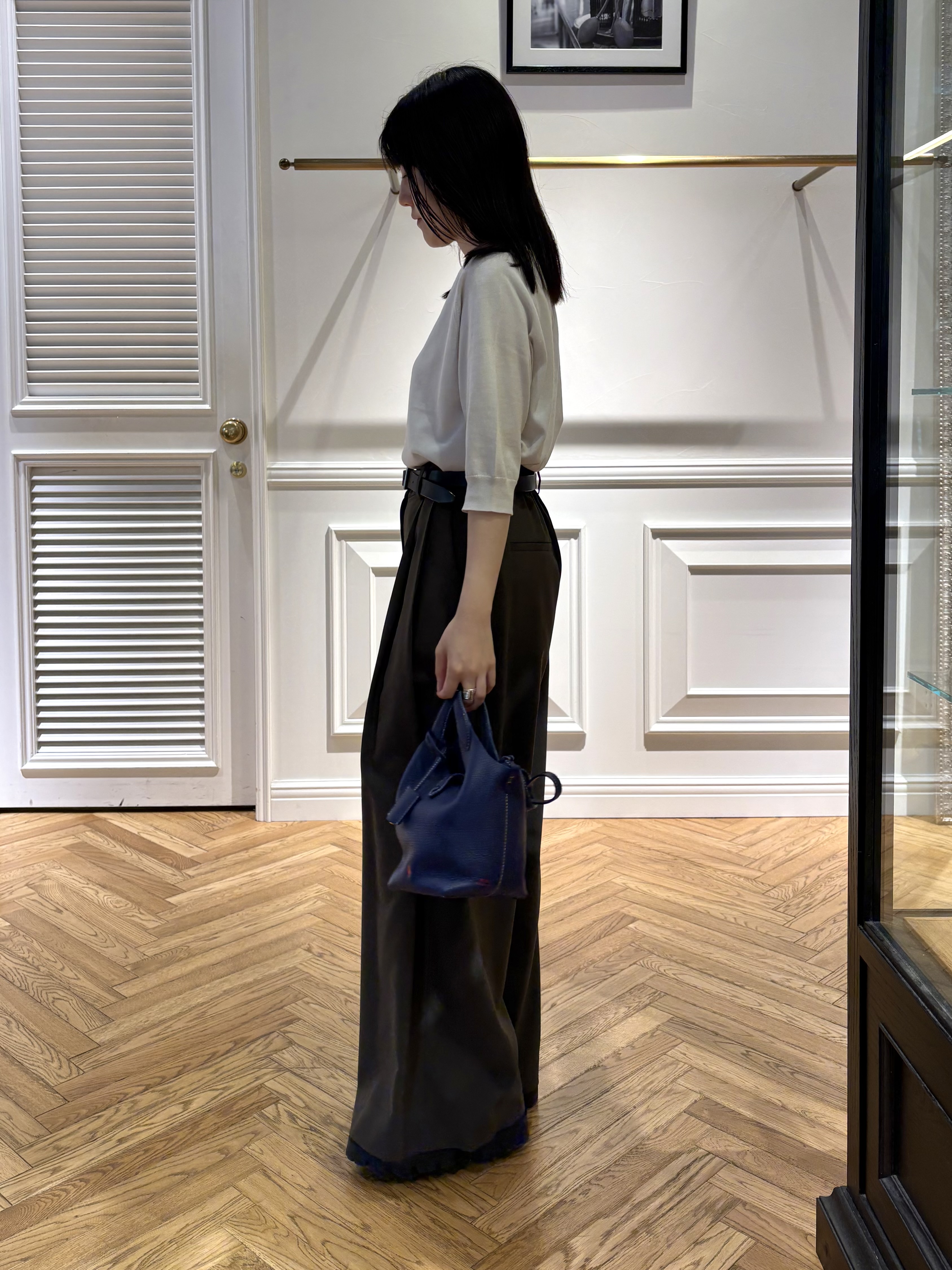 cocoさんの「DRESSTERIOR｜【ウォッシャブル】コットンシルクハーフスリーブニット」を使ったコーディネート