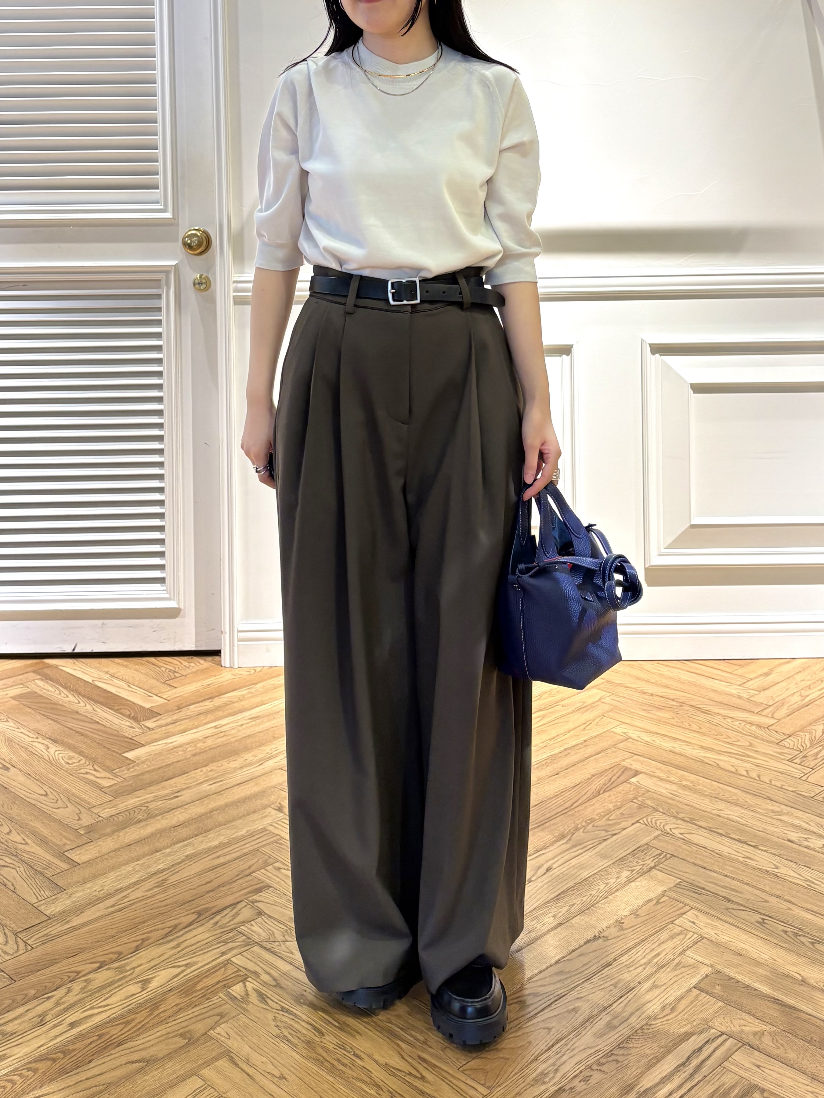 cocoさんの「DRESSTERIOR｜【ウォッシャブル】コットンシルクハーフスリーブニット」を使ったコーディネート