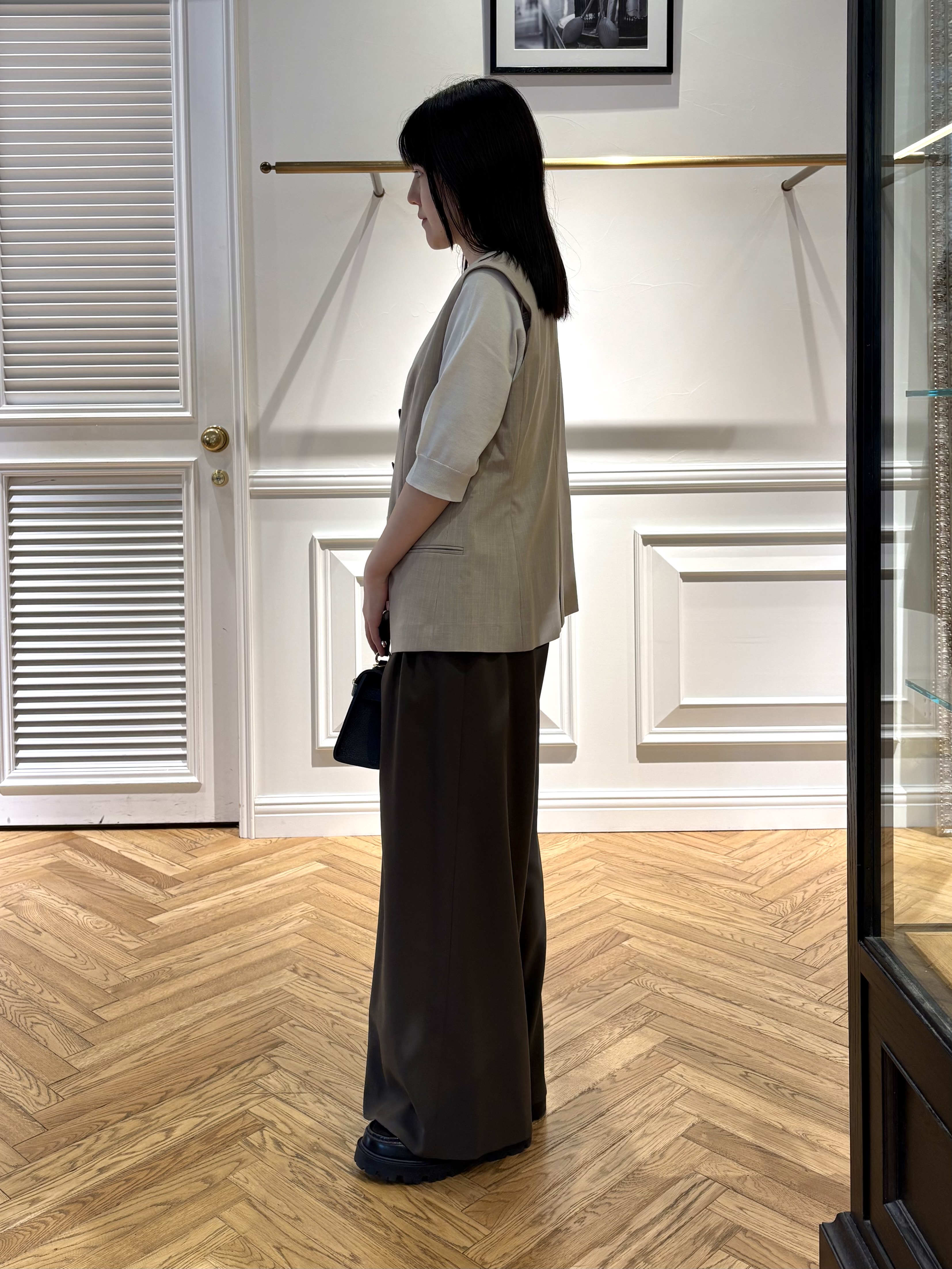 cocoさんの「DRESSTERIOR｜【ウォッシャブル】コットンシルクハーフスリーブニット」を使ったコーディネート