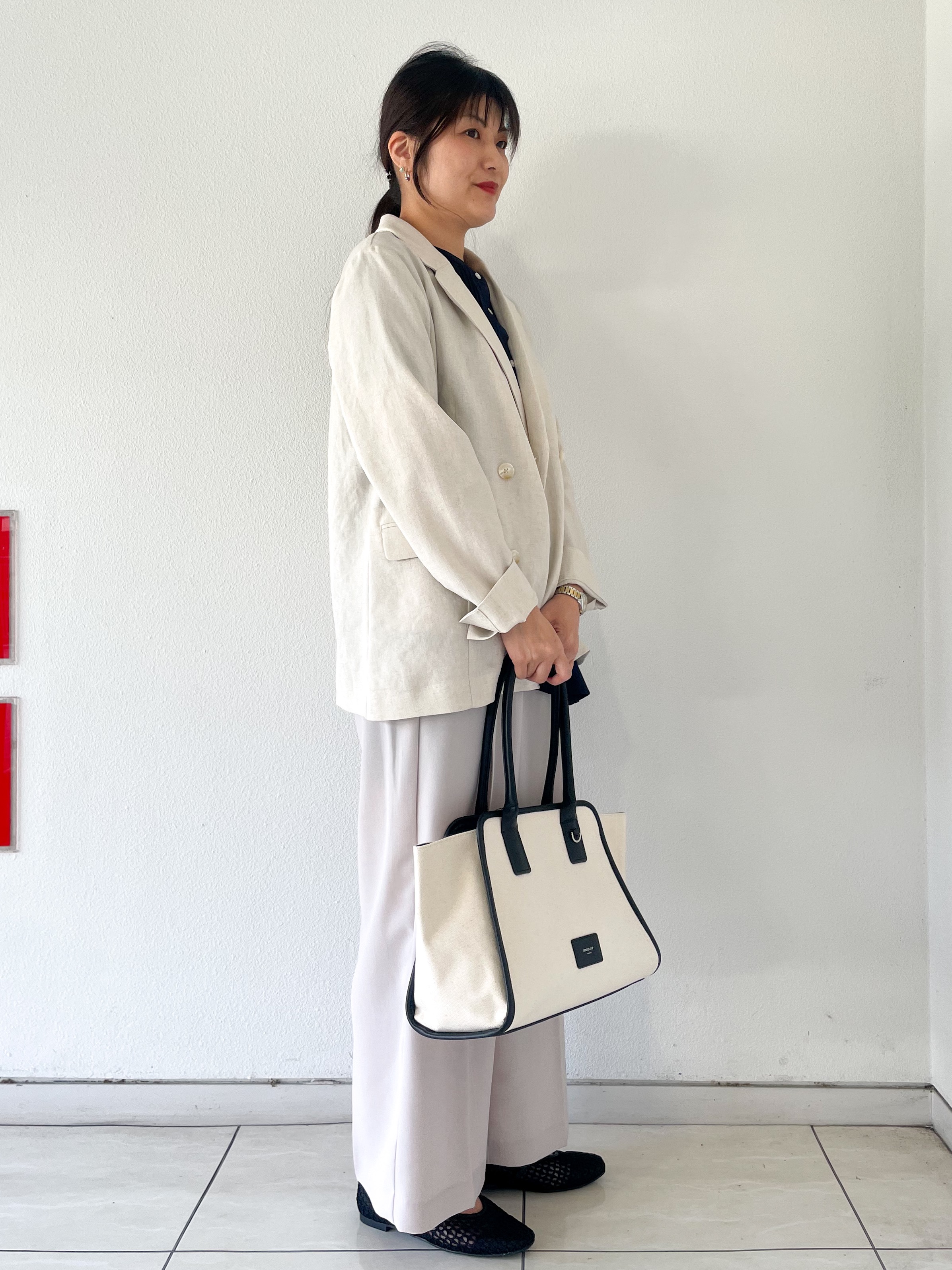 なおさんの「index｜【UV／接触冷感】ダブルブレストジャケット《防シワ加工／洗える》」を使ったコーディネート