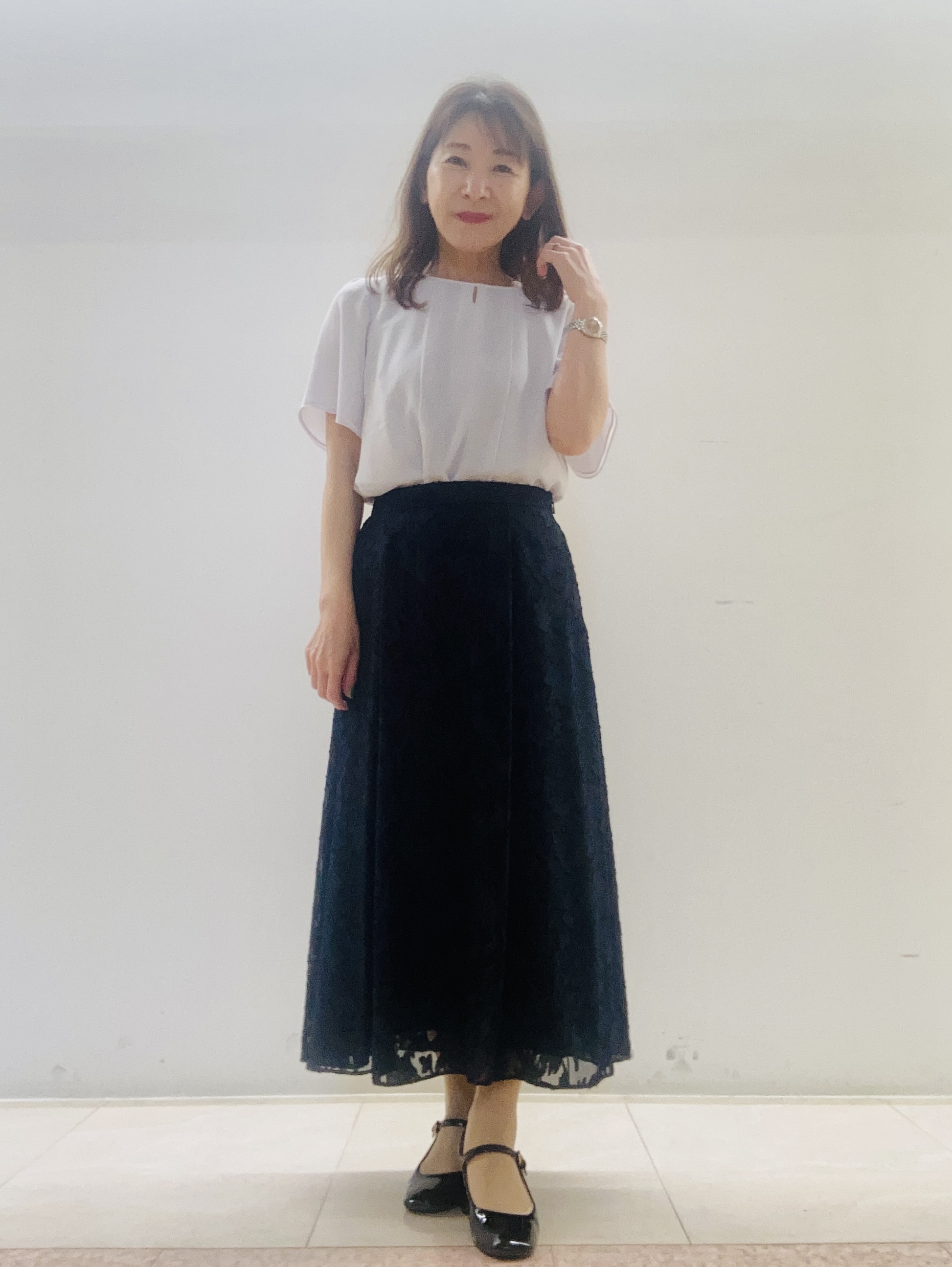 kurodaさんの「Reflect｜【UVカット／接触冷感】五分袖シフォンブラウス」を使ったコーディネート