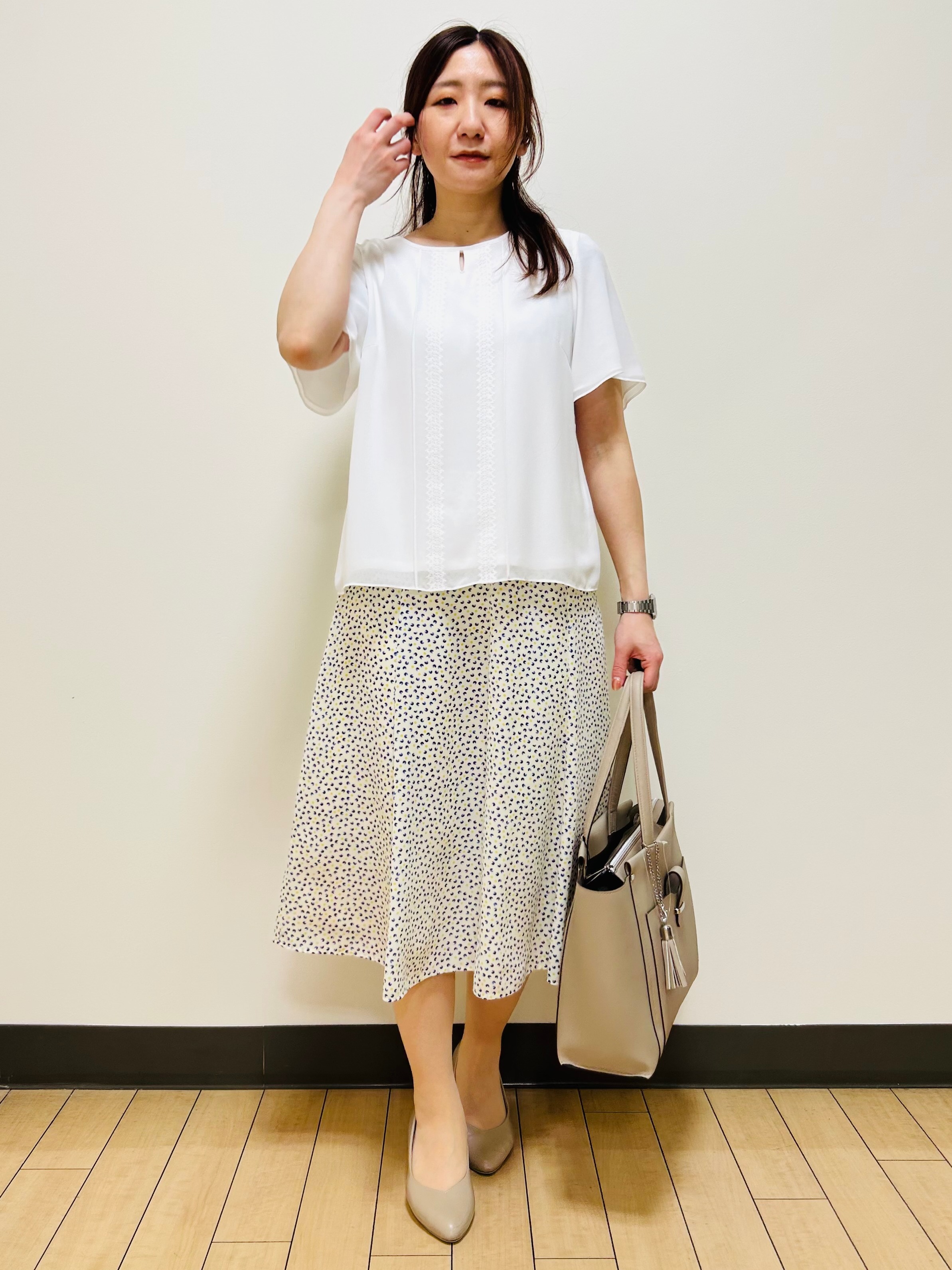 miiiさんの「Reflect｜【UVカット／接触冷感】五分袖シフォンブラウス」を使ったコーディネート
