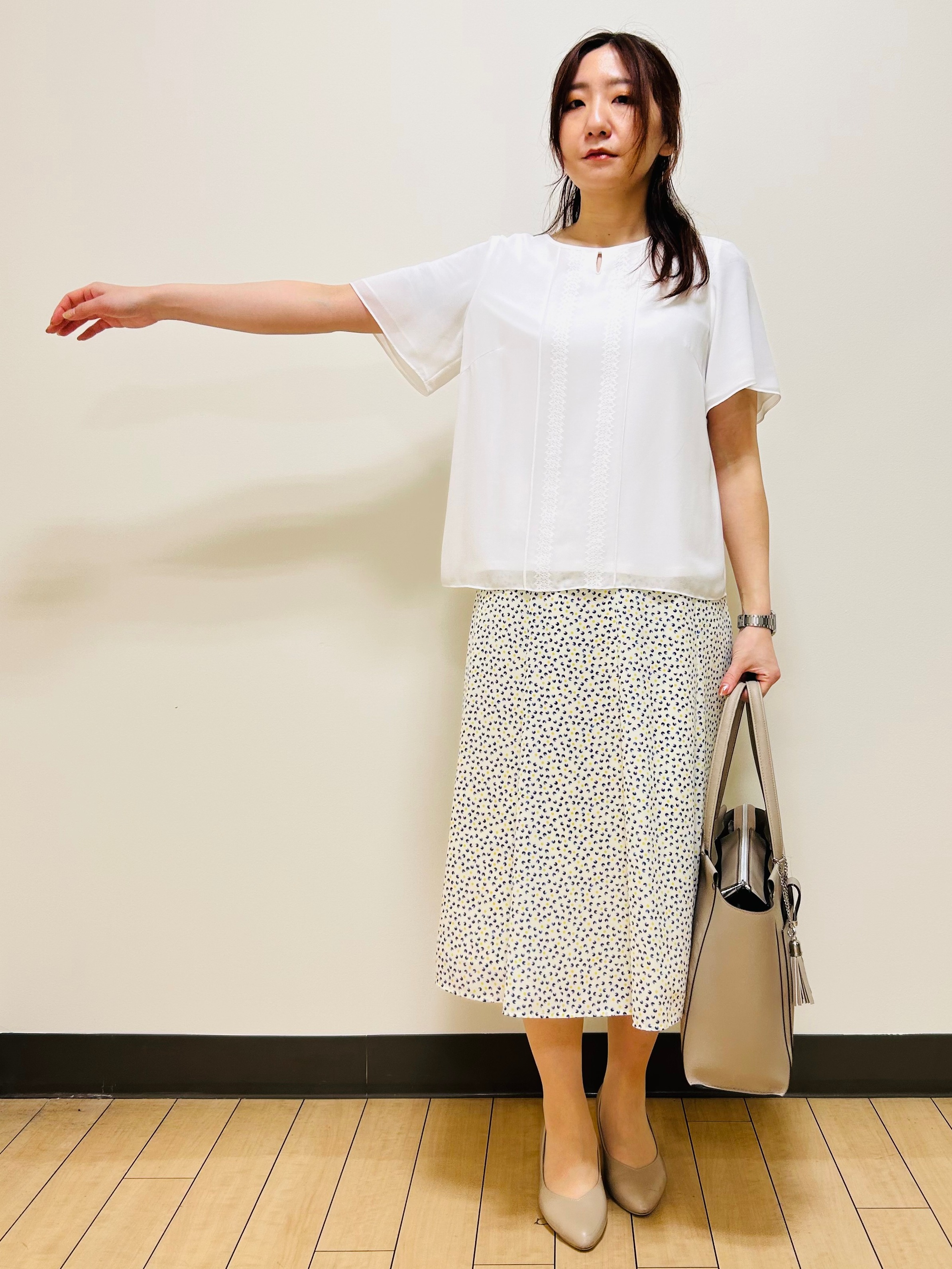 miiiさんの「Reflect｜【UVカット／接触冷感】五分袖シフォンブラウス」を使ったコーディネート