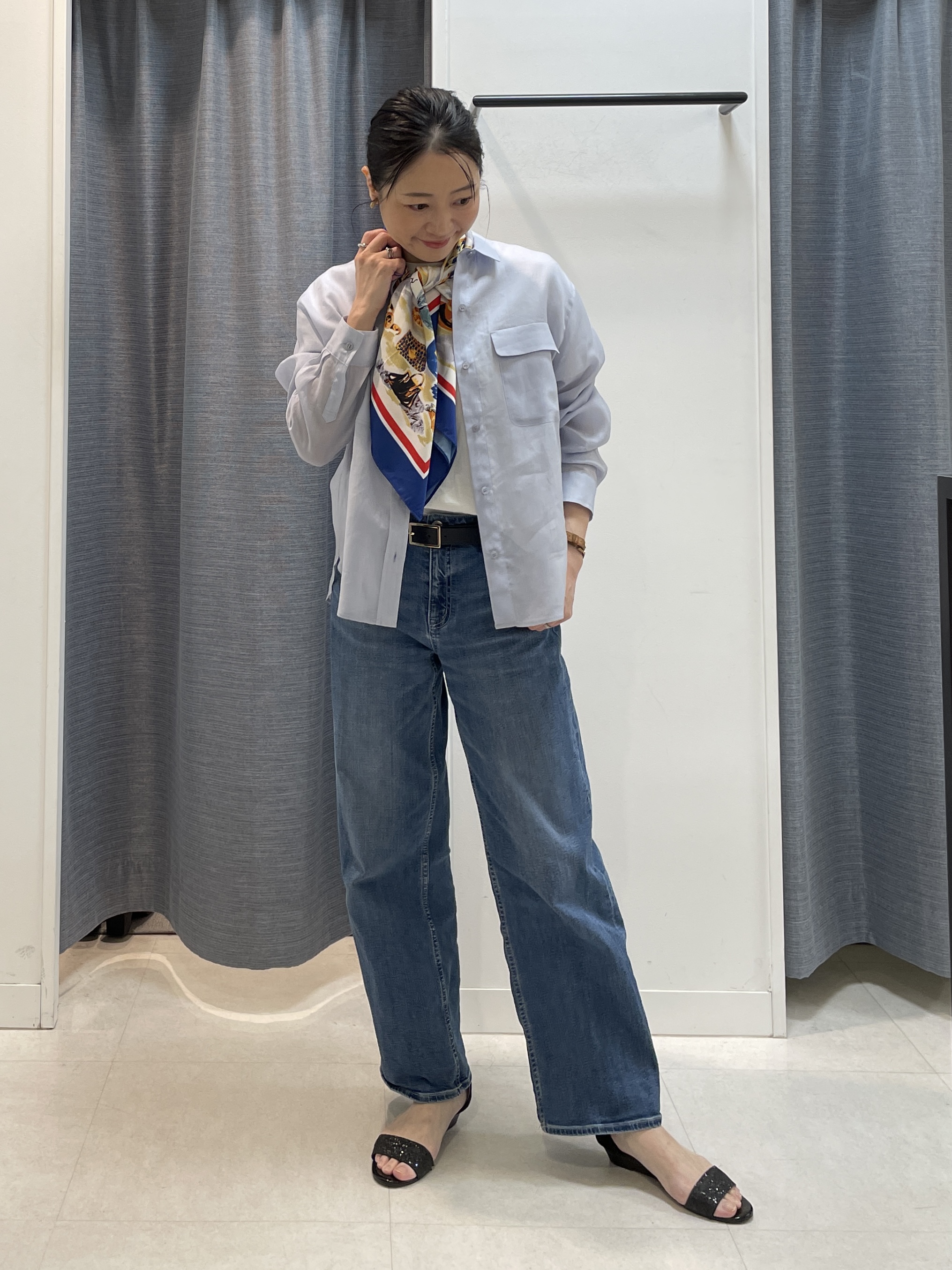 shihoさんの「INDIVI｜【古畑星夏さん着用/接触冷感】ドライタッチシャツ」を使ったコーディネート