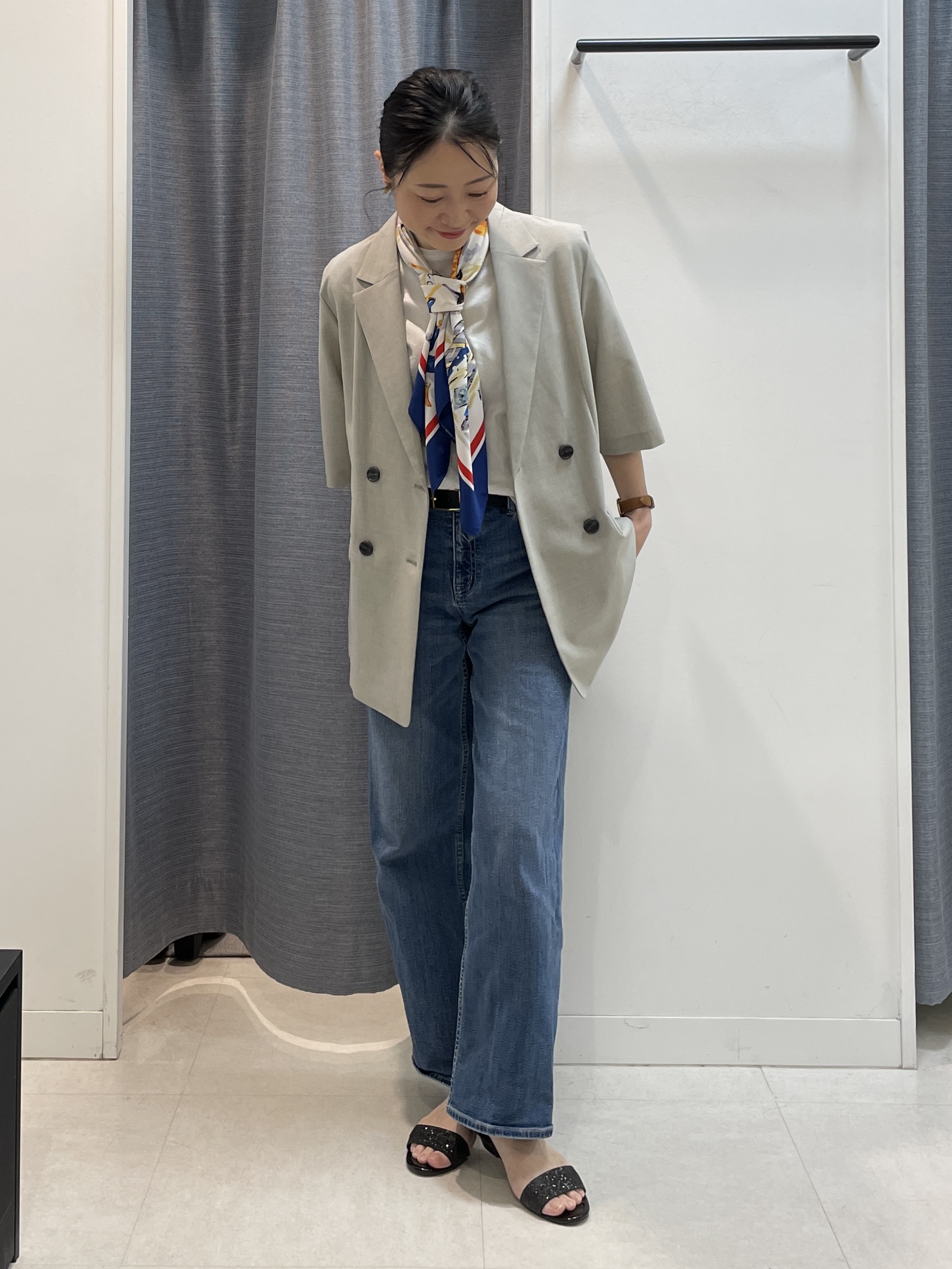 shihoさんの「INDIVI｜【シワになりにくい/セットアップ可/接触冷感】ハーフスリーブジャケット」を使ったコーディネート