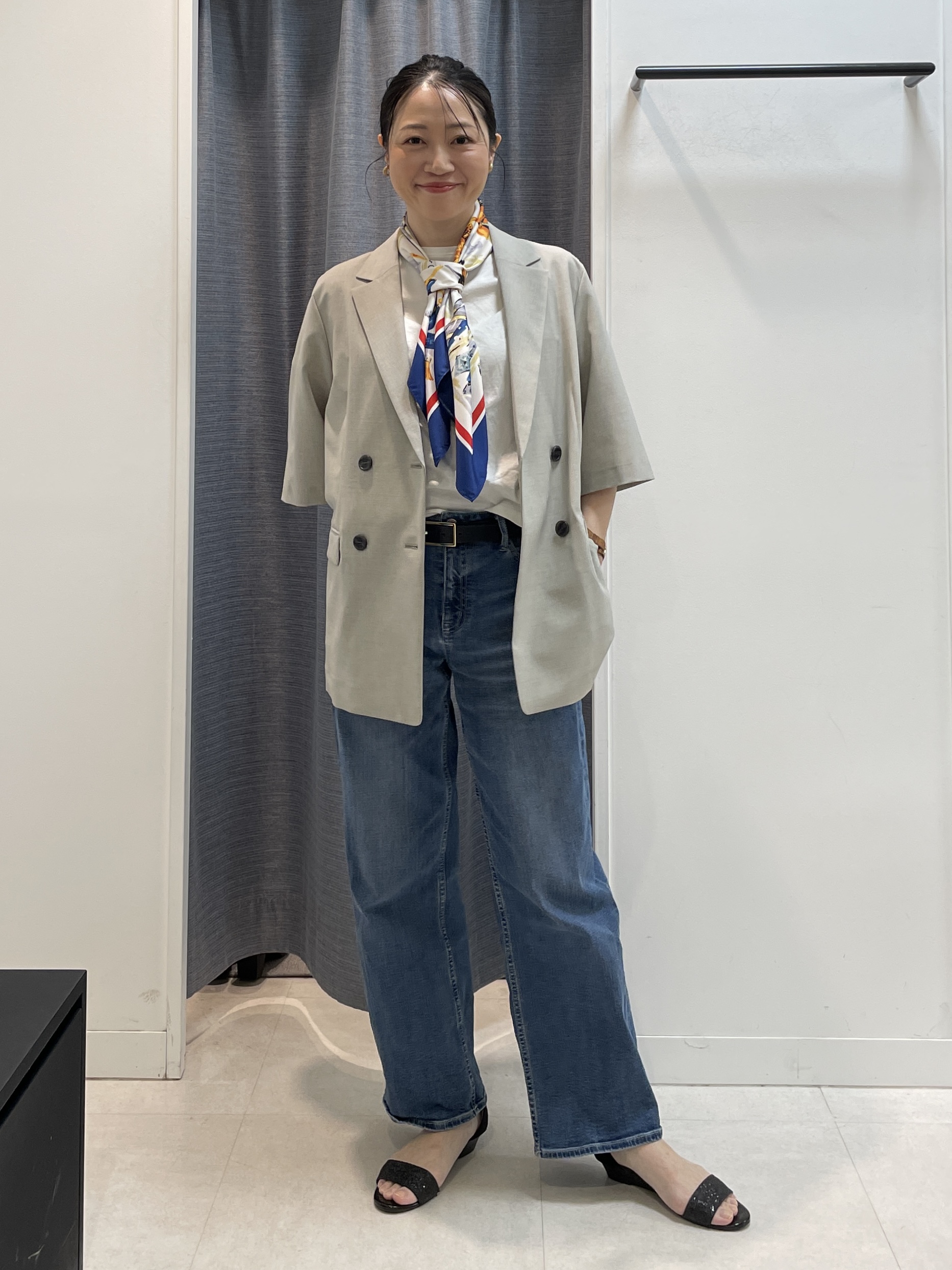 shihoさんの「INDIVI｜【シワになりにくい/セットアップ可/接触冷感】ハーフスリーブジャケット」を使ったコーディネート