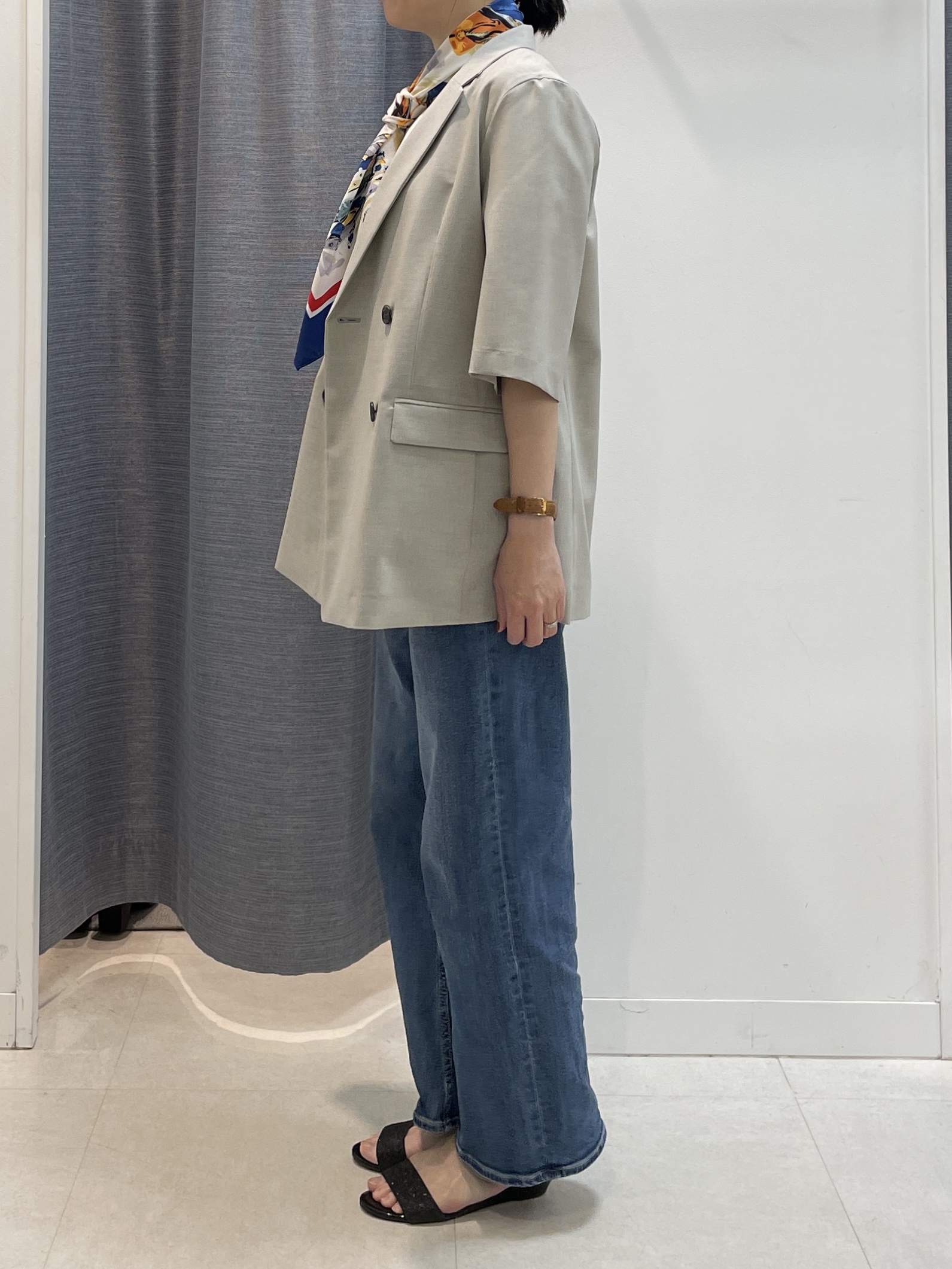 shihoさんの「INDIVI｜【シワになりにくい/セットアップ可/接触冷感】ハーフスリーブジャケット」を使ったコーディネート