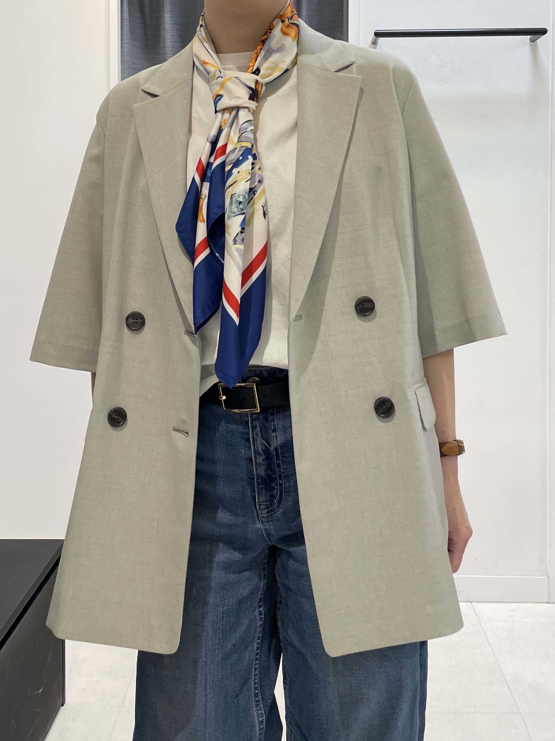 shihoさんの「INDIVI｜【シワになりにくい/セットアップ可/接触冷感】ハーフスリーブジャケット」を使ったコーディネート