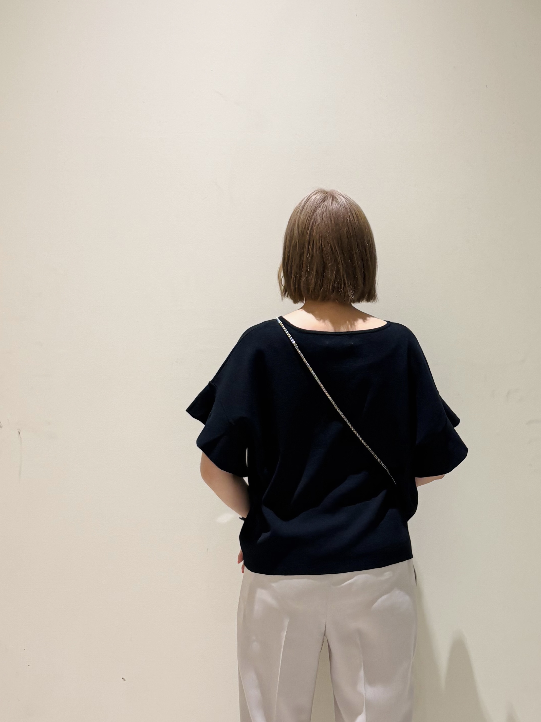 みきちぃさんの「OPAQUE.CLIP｜【UV／遮熱性】フリルスリーブニット《7col／洗濯機OK》」を使ったコーディネート