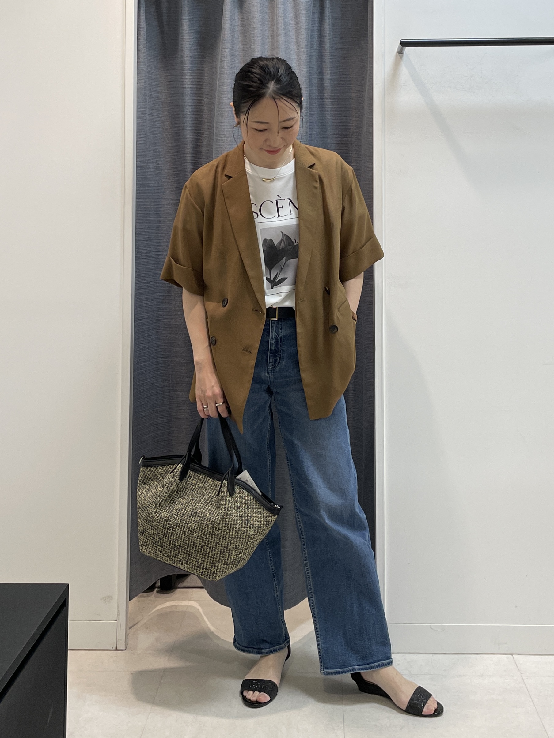 shihoさんの「INDIVI｜【洗える／メッシュ素材／SETUP可能】半袖シアージャケット」を使ったコーディネート