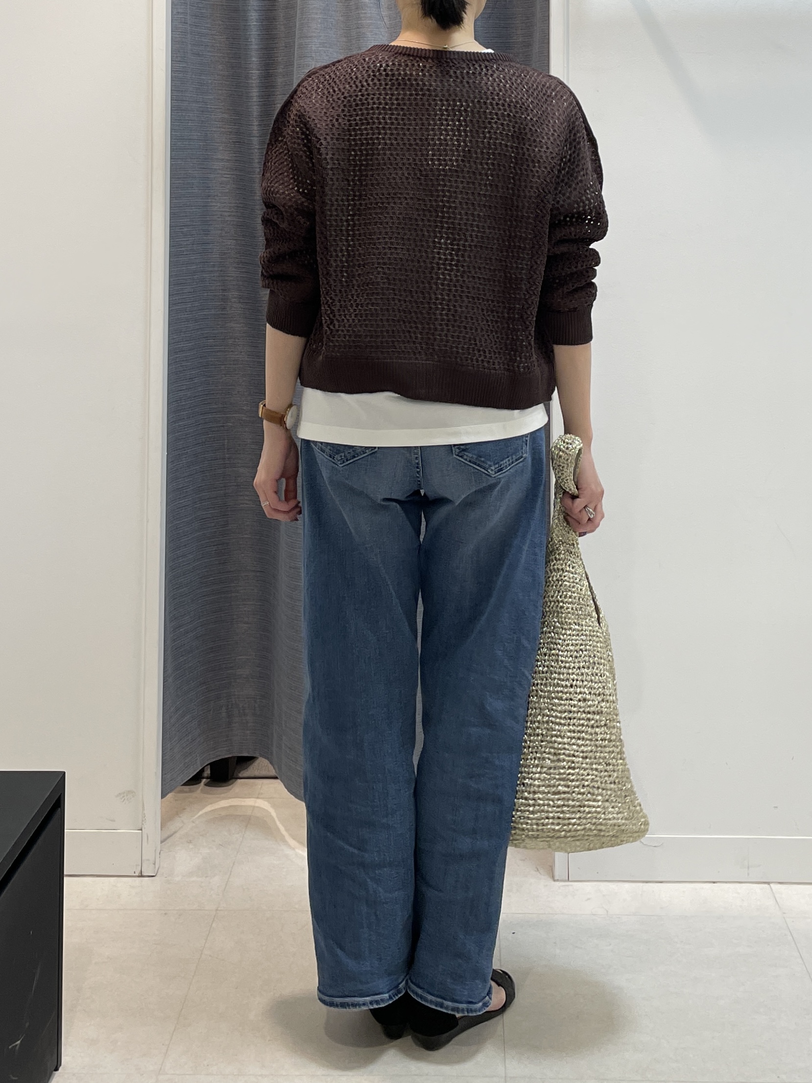 shihoさんの「INDIVI｜【洗える／コットン】メッシュジップニットカーディガン」を使ったコーディネート