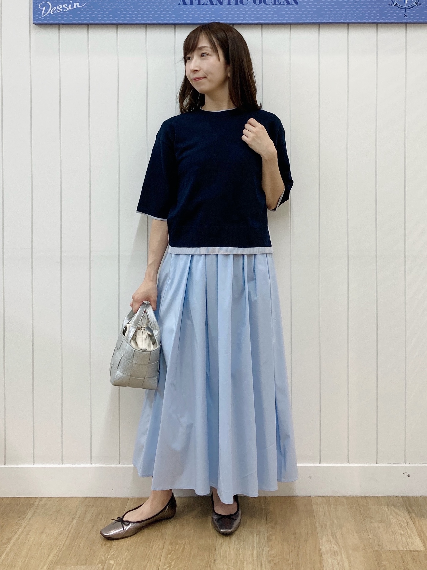 yoshiさんの「Dessin｜【洗える】バイカラーボクシーシルエットニット」を使ったコーディネート