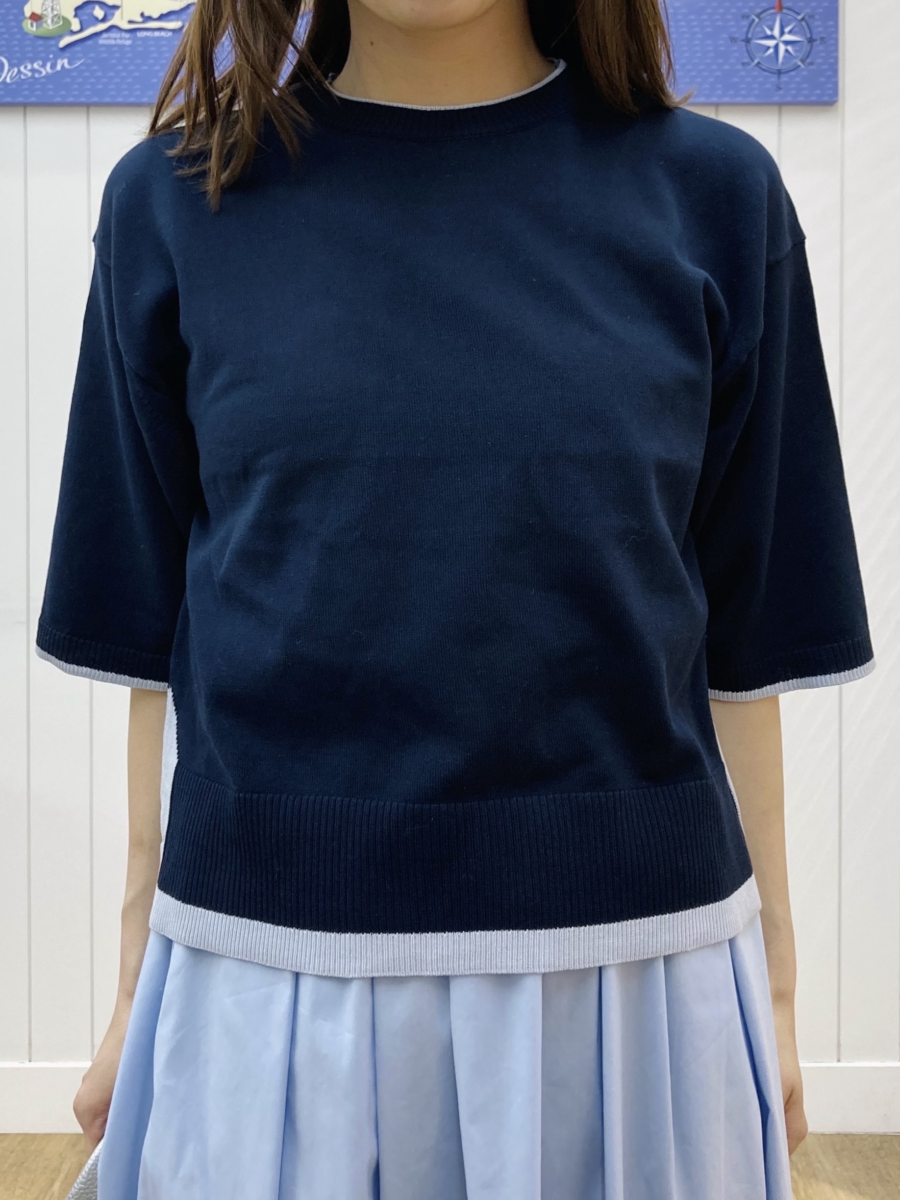 yoshiさんの「Dessin｜【洗える】バイカラーボクシーシルエットニット」を使ったコーディネート