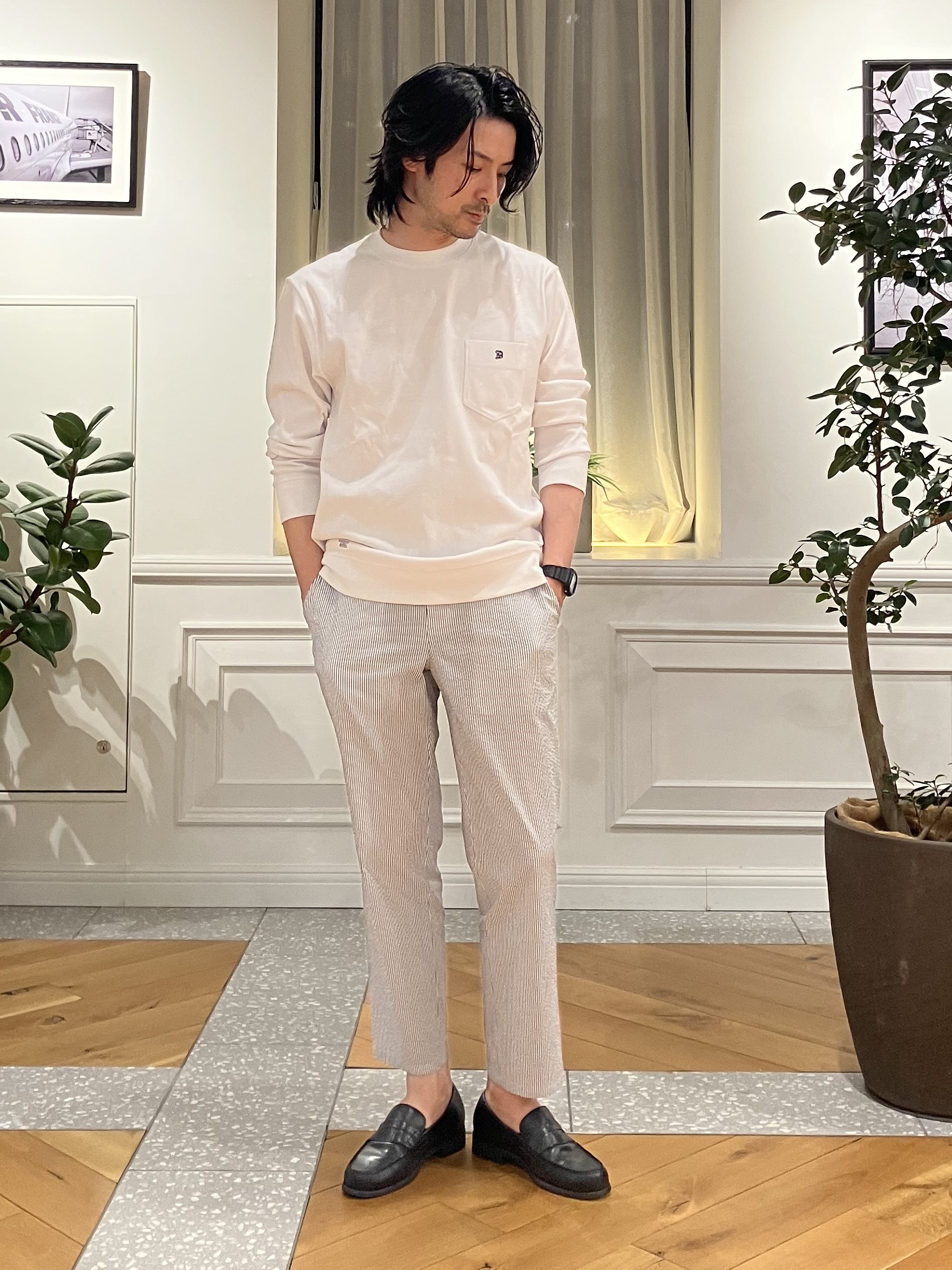 junyaさんの「DRESSTERIOR｜【抗菌防臭／UVカット／しわ防止】クールデオドラント フライスロングTシャツ」を使ったコーディネート