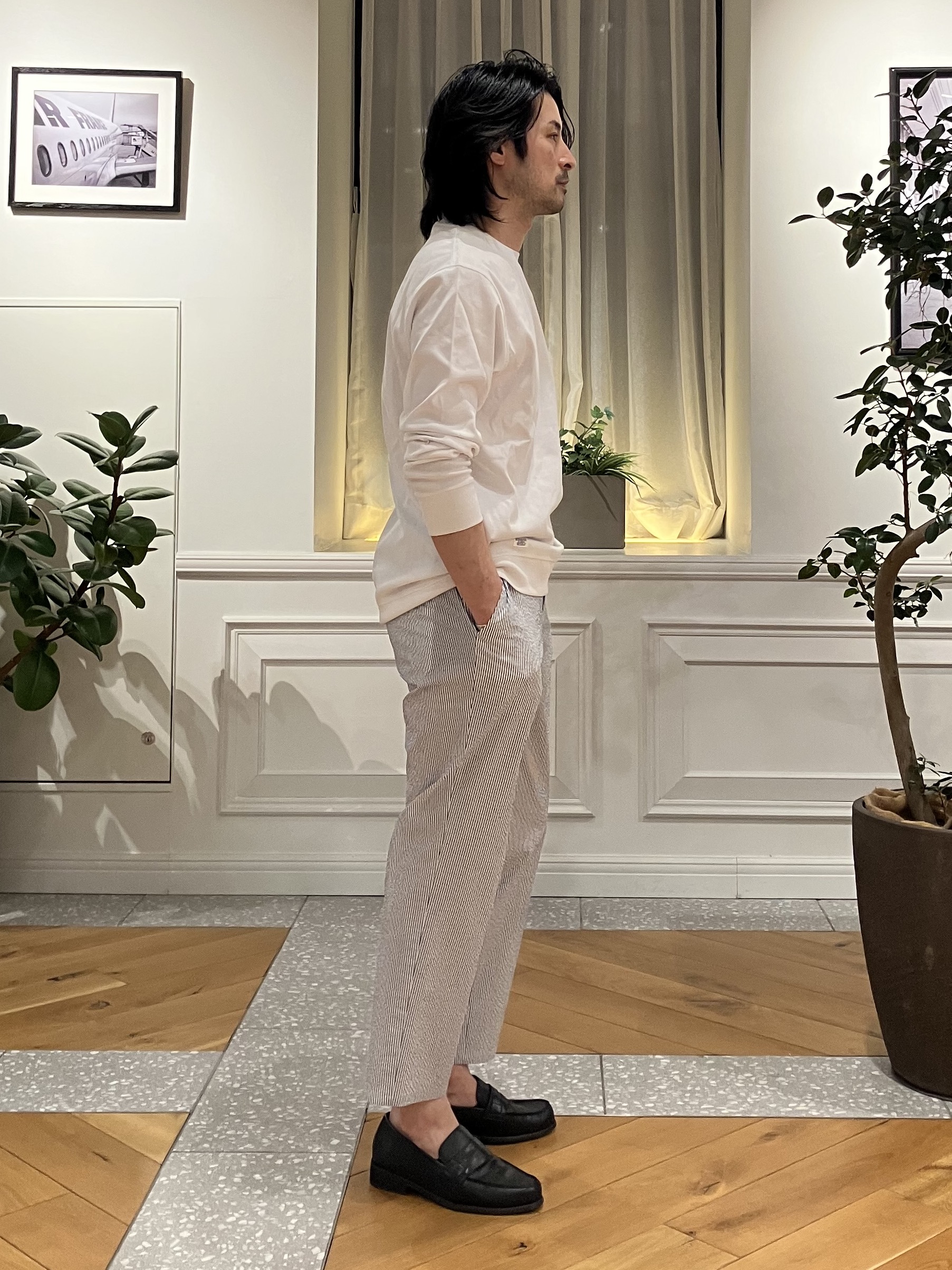 junyaさんの「DRESSTERIOR｜【抗菌防臭／UVカット／しわ防止】クールデオドラント フライスロングTシャツ」を使ったコーディネート
