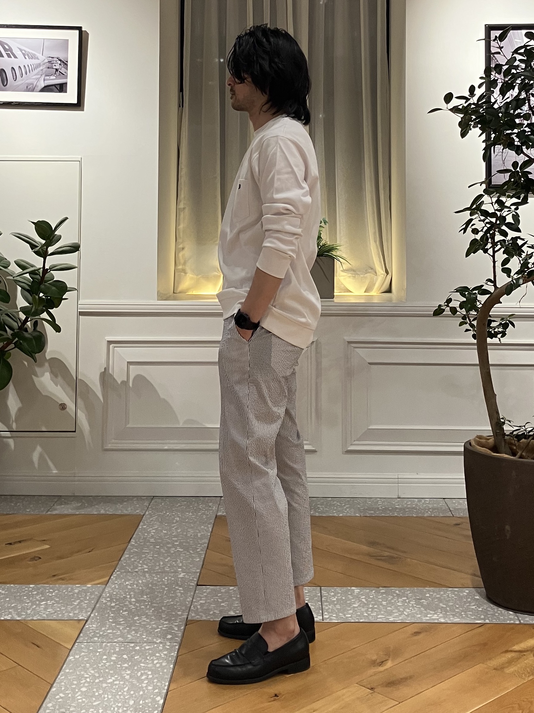 junyaさんの「DRESSTERIOR｜【抗菌防臭／UVカット／しわ防止】クールデオドラント フライスロングTシャツ」を使ったコーディネート