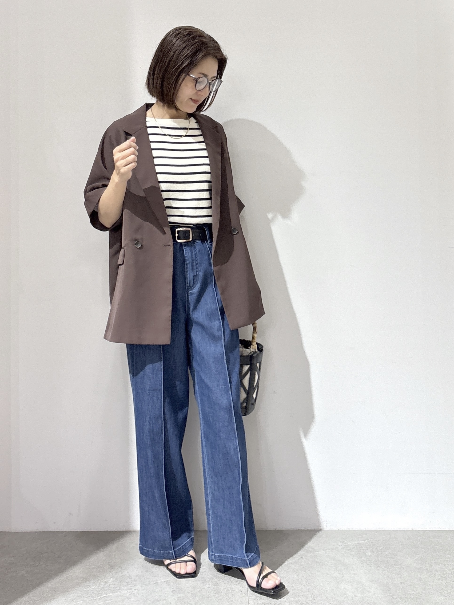 NAKAさんの「OPAQUE.CLIP｜【接触冷感／吸水速乾／防シワ】リネンライクテーラードジャケット《洗濯機OK》」を使ったコーディネート