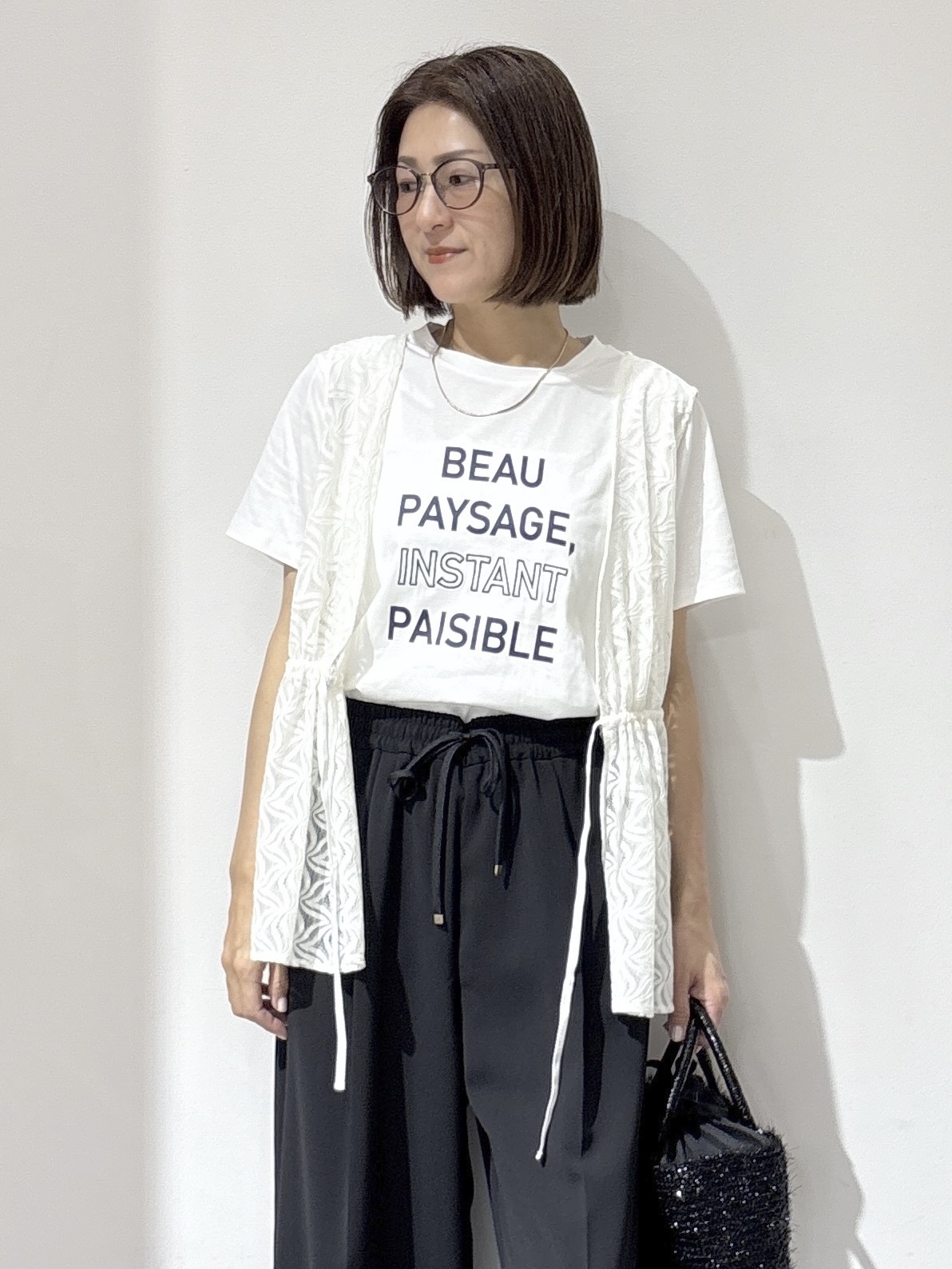 NAKAさんの「OPAQUE.CLIP｜レースペプラムジレ【洗濯機OK】」を使ったコーディネート