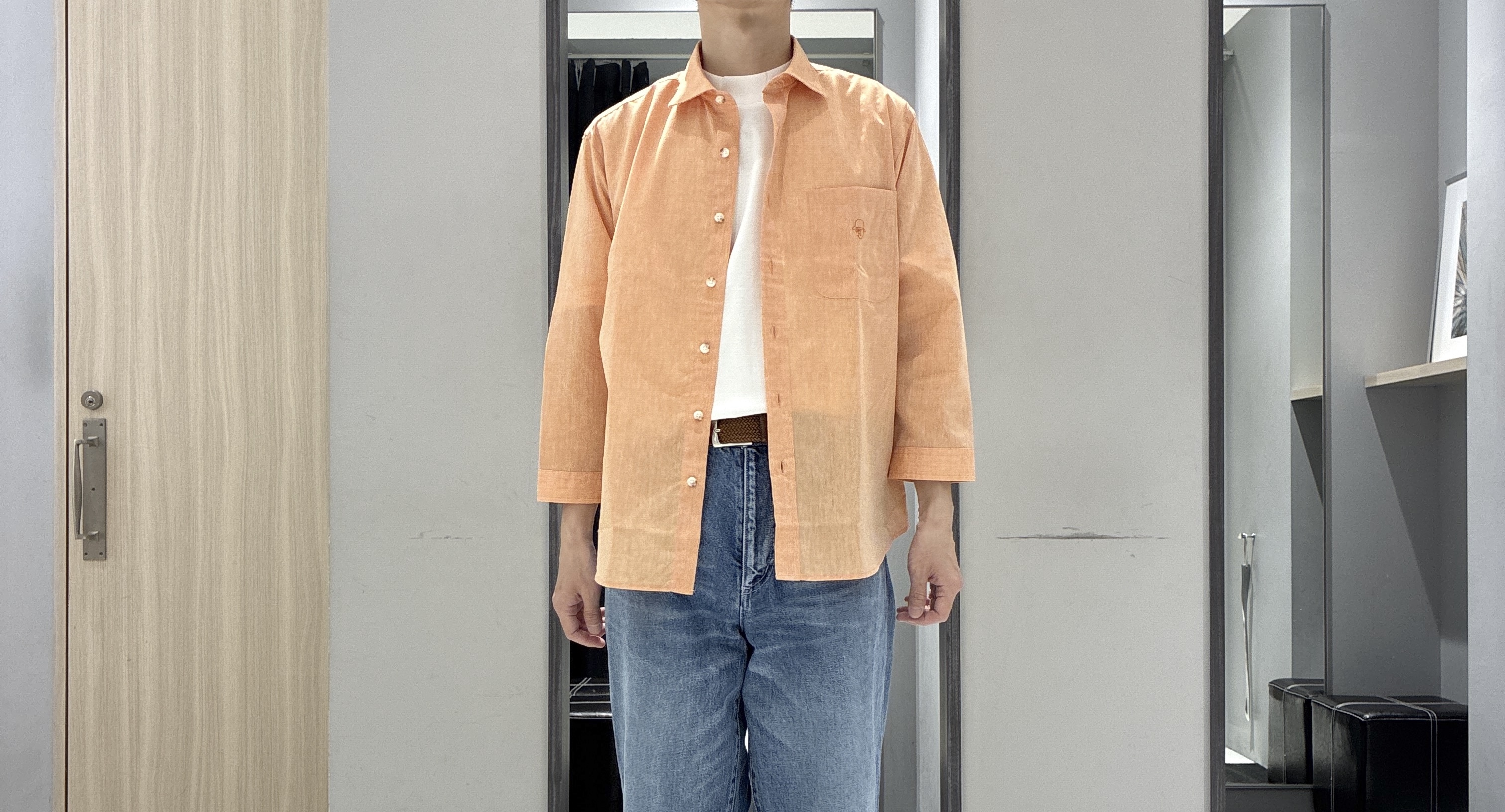 わいずみさんの「TAKEO KIKUCHI｜【接触冷感】ハイブリッド リネン 七分袖シャツ」を使ったコーディネート