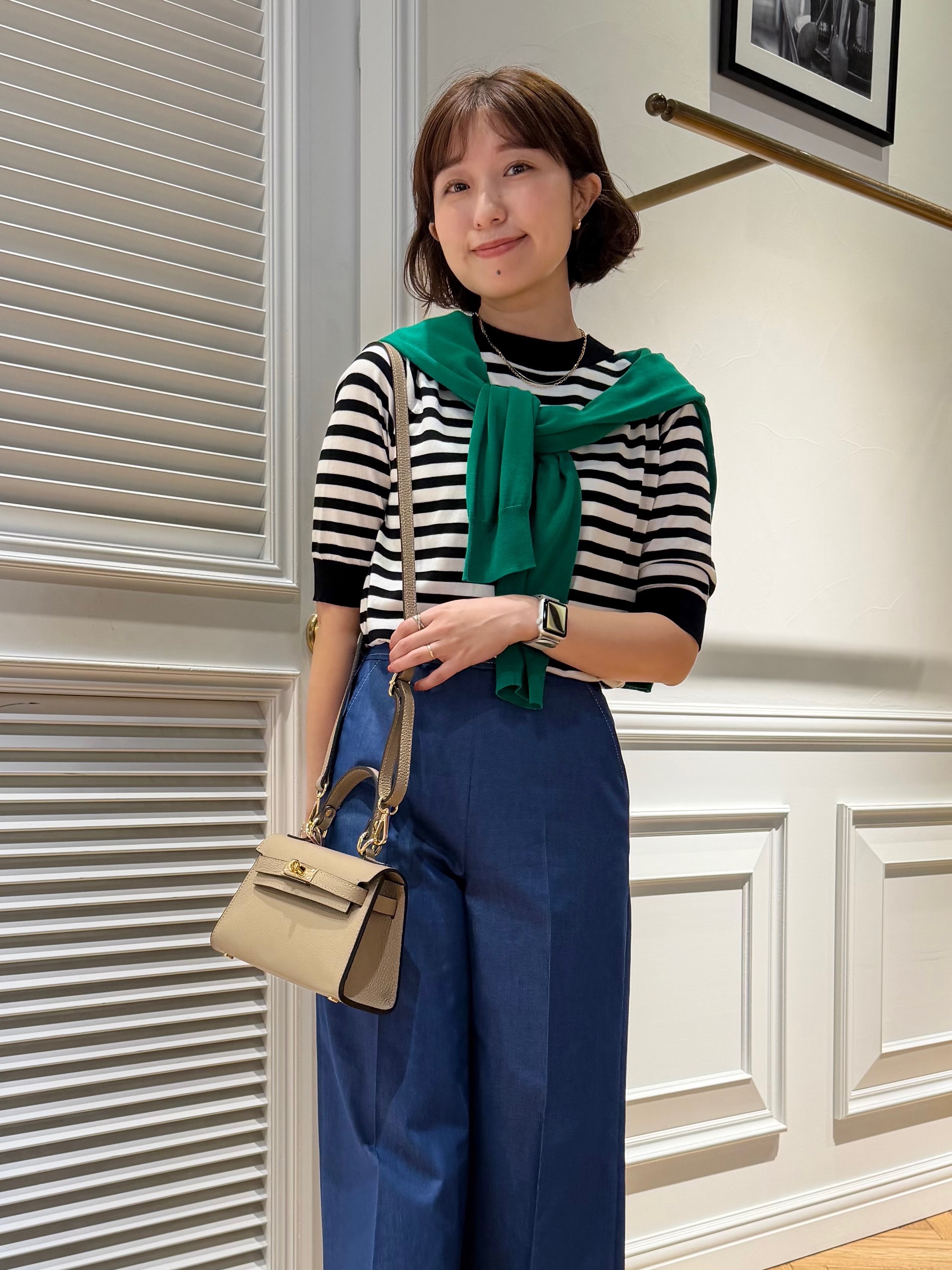 つじ まこさんの「DRESSTERIOR｜【otonaMUSE5月号掲載】コットンシルクマルチボーダーニット」を使ったコーディネート