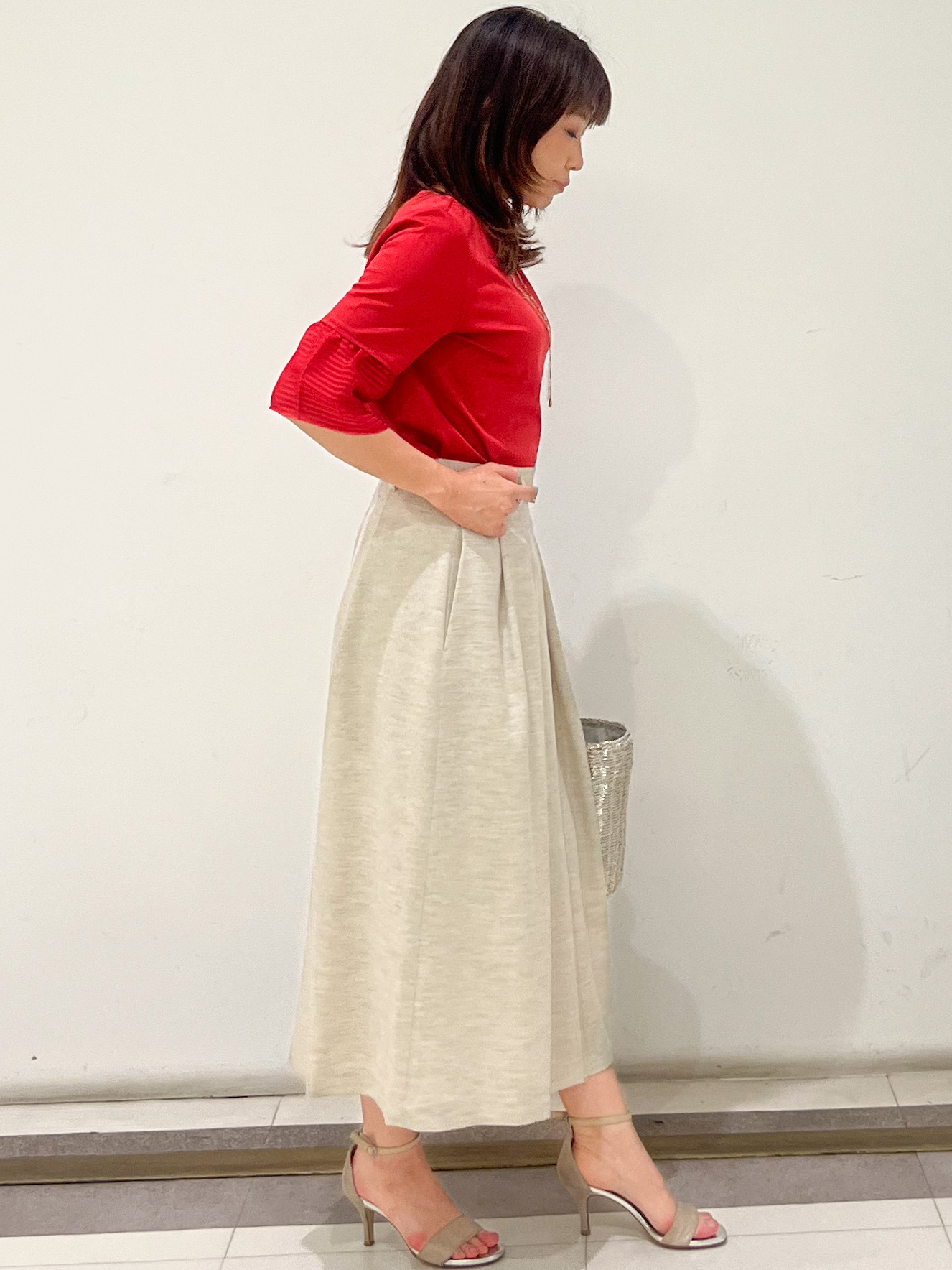 AYAさんの「COUP DE CHANCE｜【5分袖／日本製／接触冷感】異素材ドッキングカットソー」を使ったコーディネート