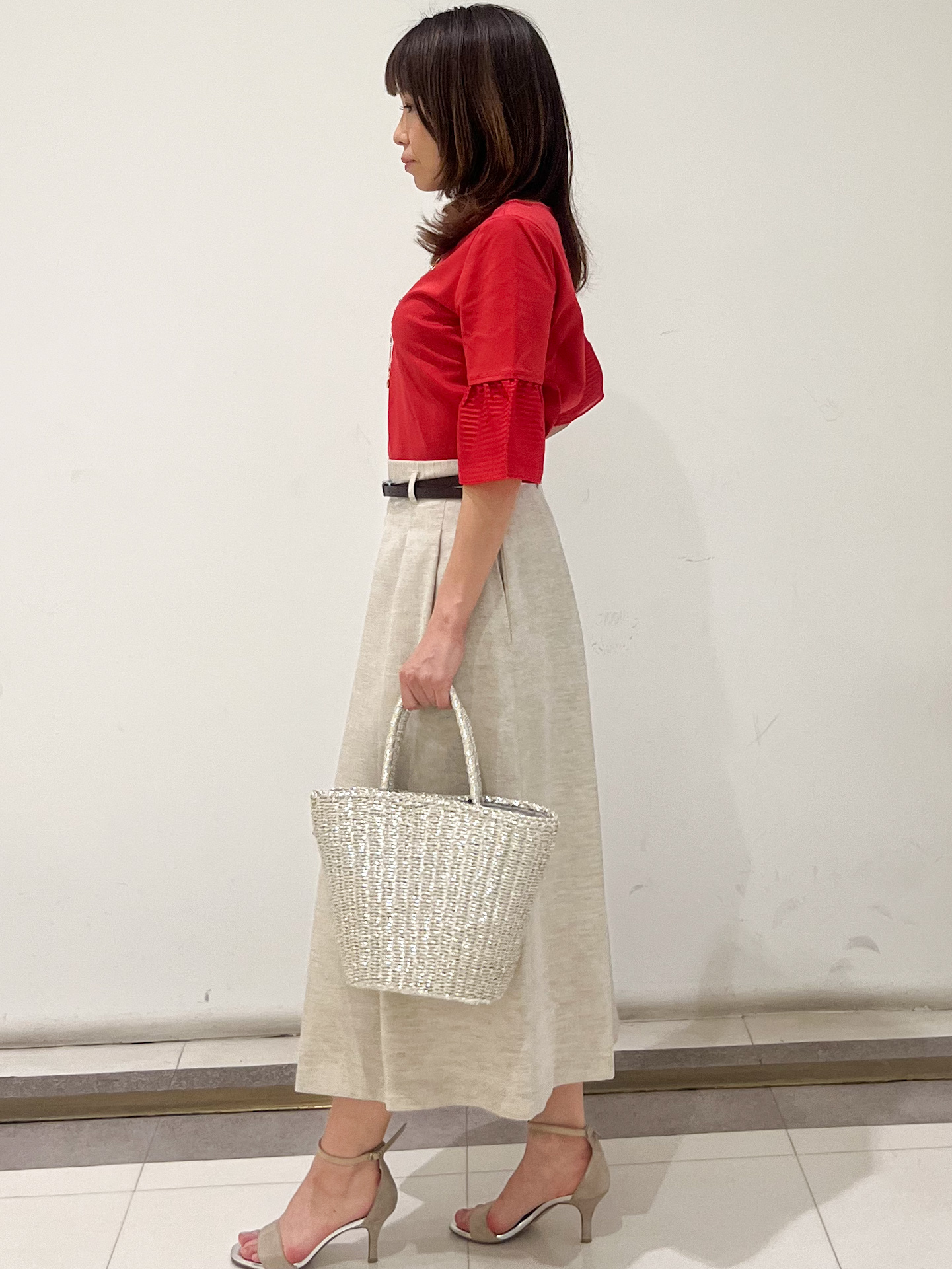 AYAさんの「COUP DE CHANCE｜【5分袖／日本製／接触冷感】異素材ドッキングカットソー」を使ったコーディネート