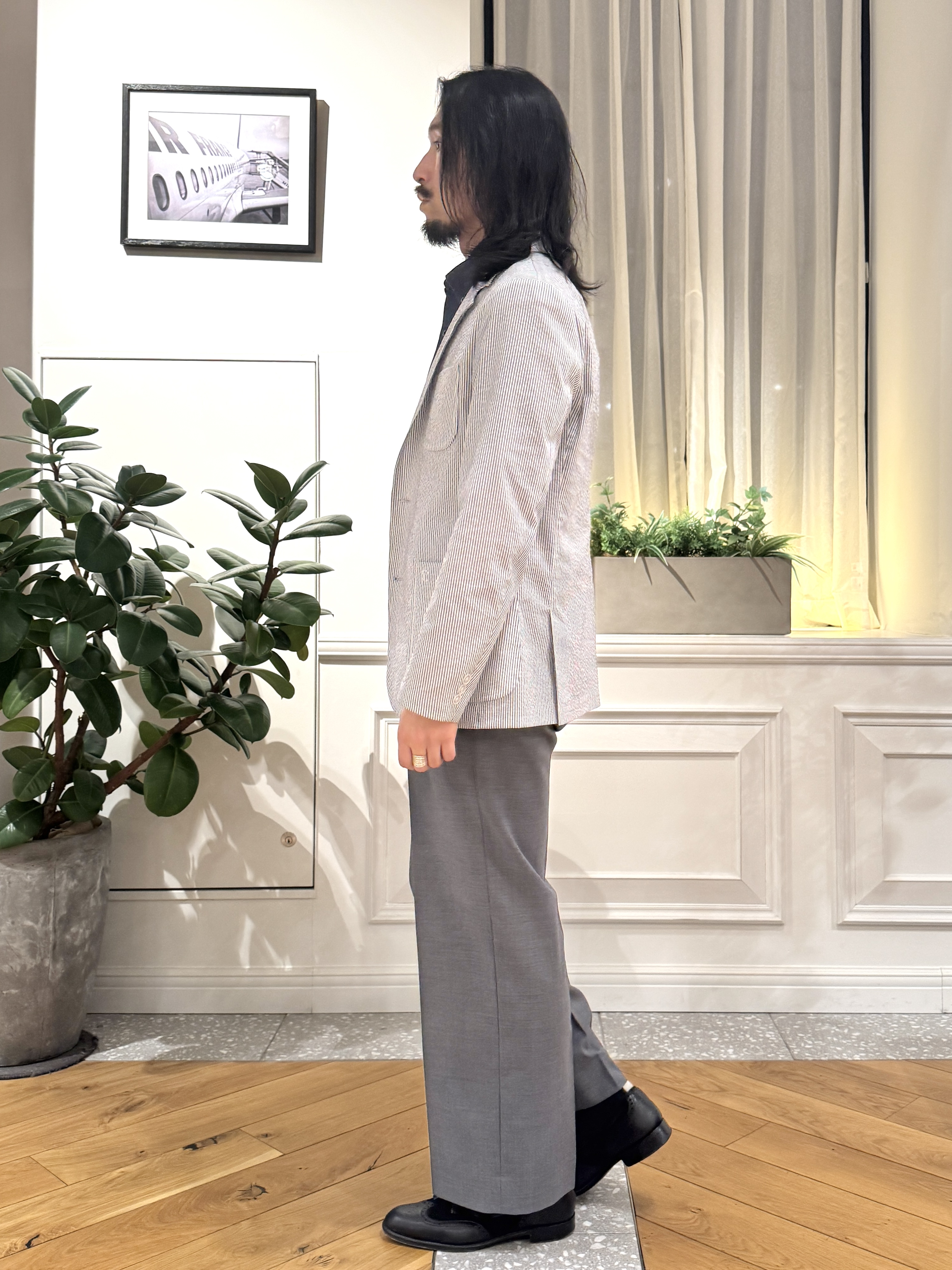 kawarataniさんの「DRESSTERIOR｜【吸湿速乾/セットアップ可/ウォッシャブル】COOLMAX シアサッカー サマージャケット」を使ったコーディネート