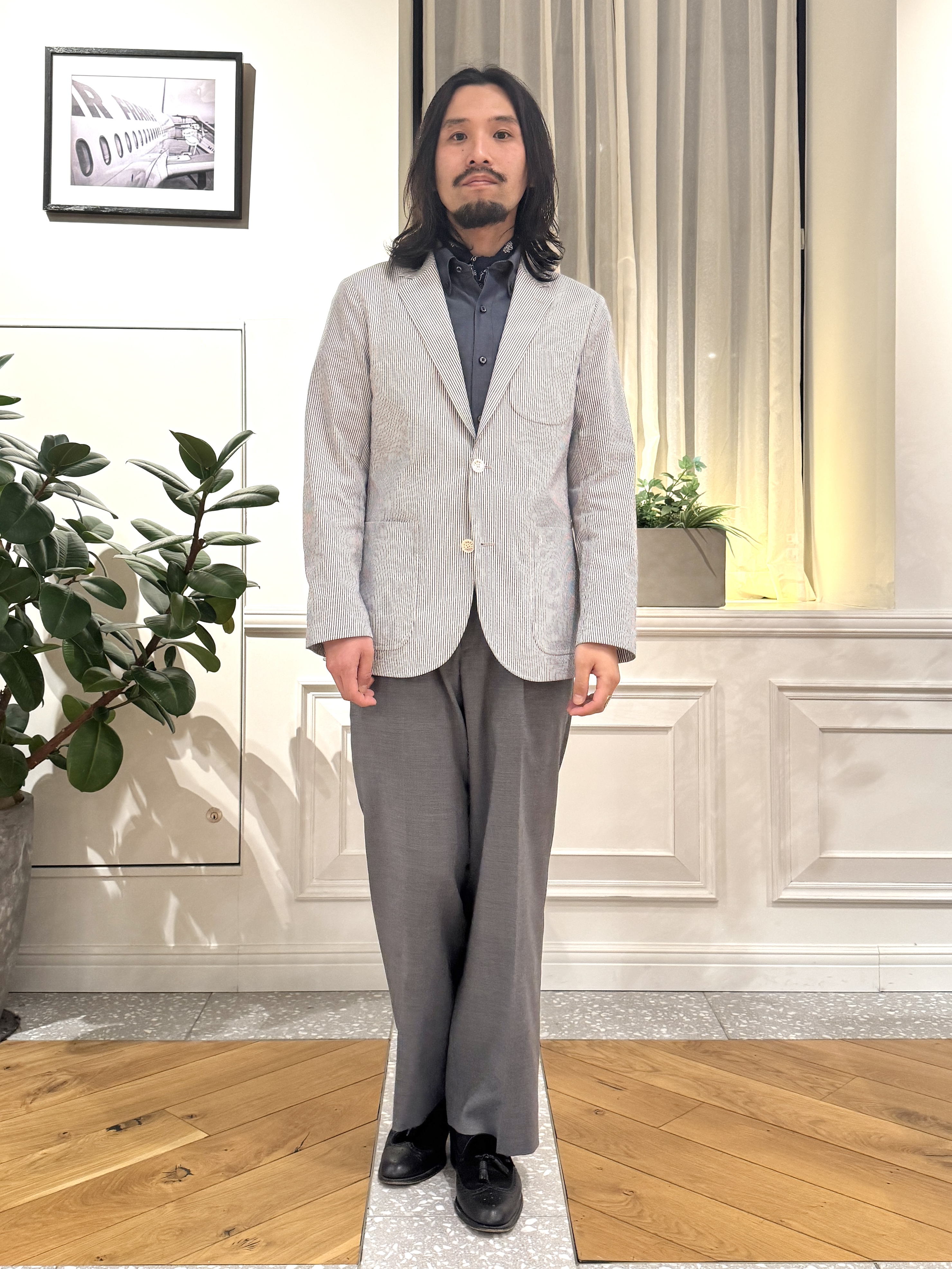 kawarataniさんの「DRESSTERIOR｜【吸湿速乾/セットアップ可/ウォッシャブル】COOLMAX シアサッカー サマージャケット」を使ったコーディネート