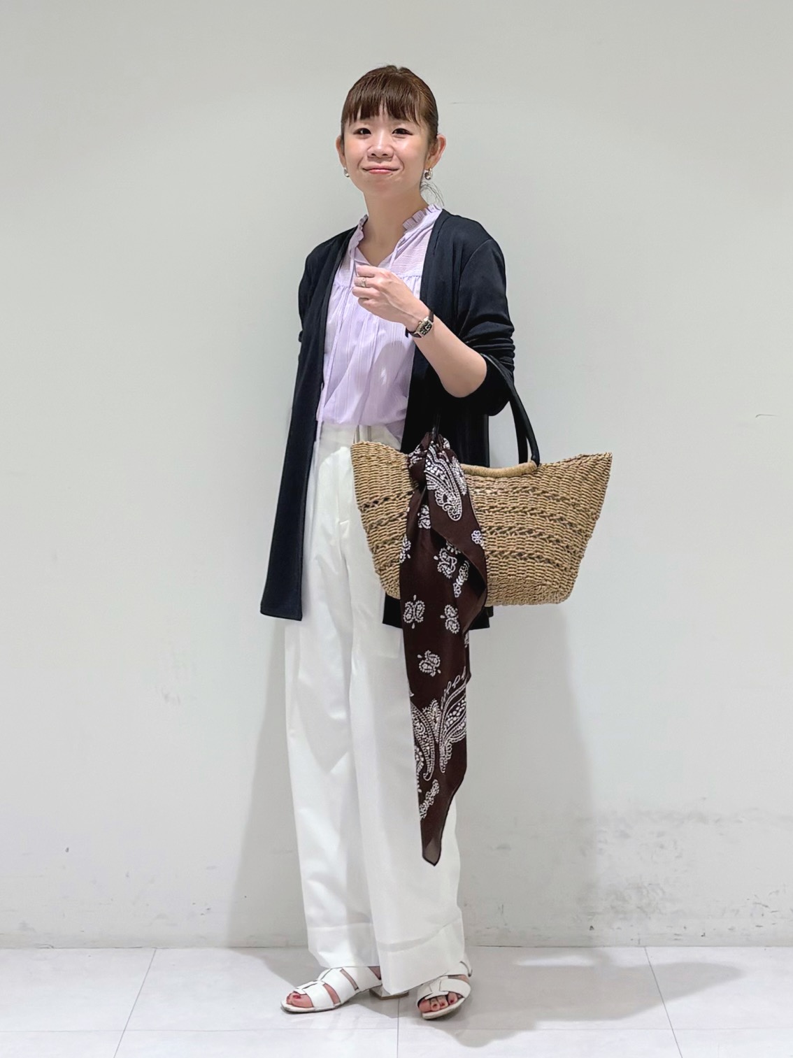 tsuyuさんの「INDIVI｜リネン調ペーズリースカーフ」を使ったコーディネート