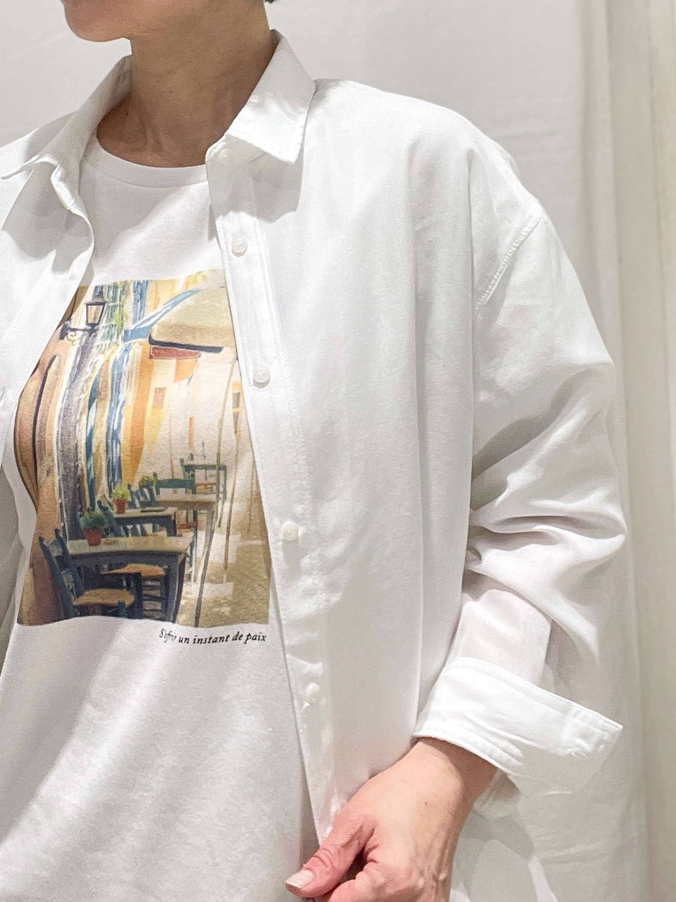hiroさんの「grove｜【UVカット/接触冷感】プリントアソート5分袖Tシャツ」を使ったコーディネート