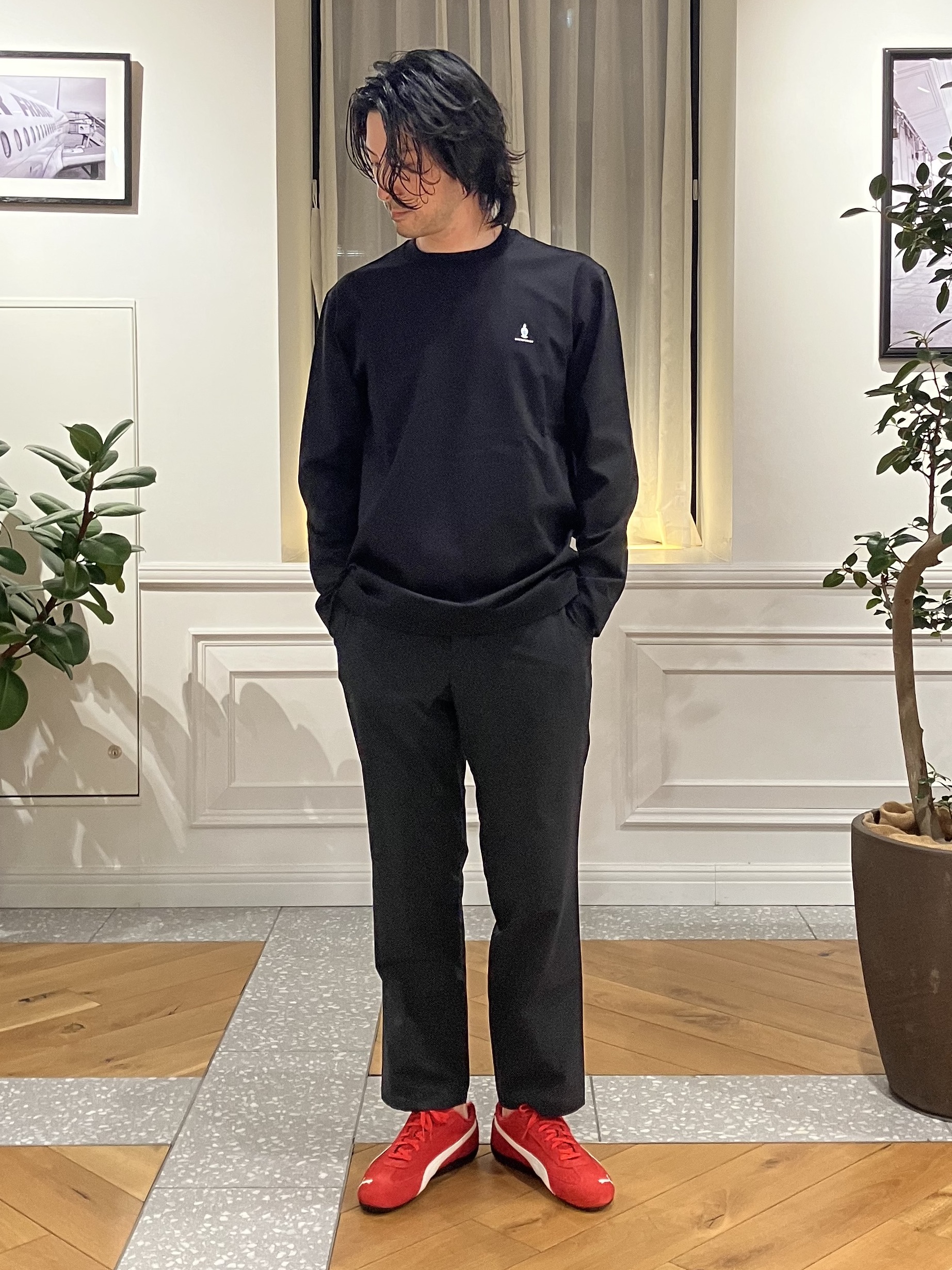junyaさんの「DRESSTERIOR｜【接触冷感/UVカット/抗菌防臭/しわ防止】クールデオドラント ロングTシャツ」を使ったコーディネート