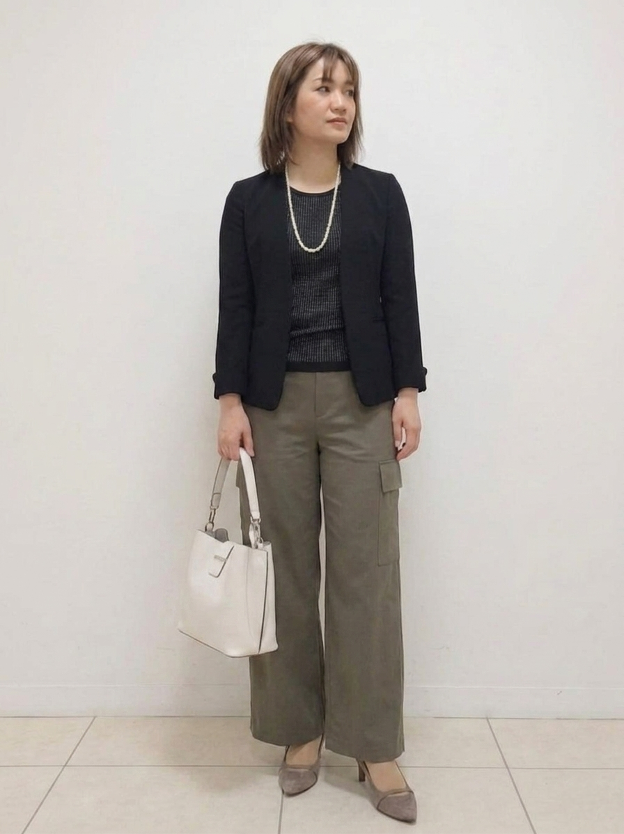 S.xuliさんの「Reflect｜【SS-4Lサイズ／通勤／セットアップ可】ノーカラージャケット」を使ったコーディネート