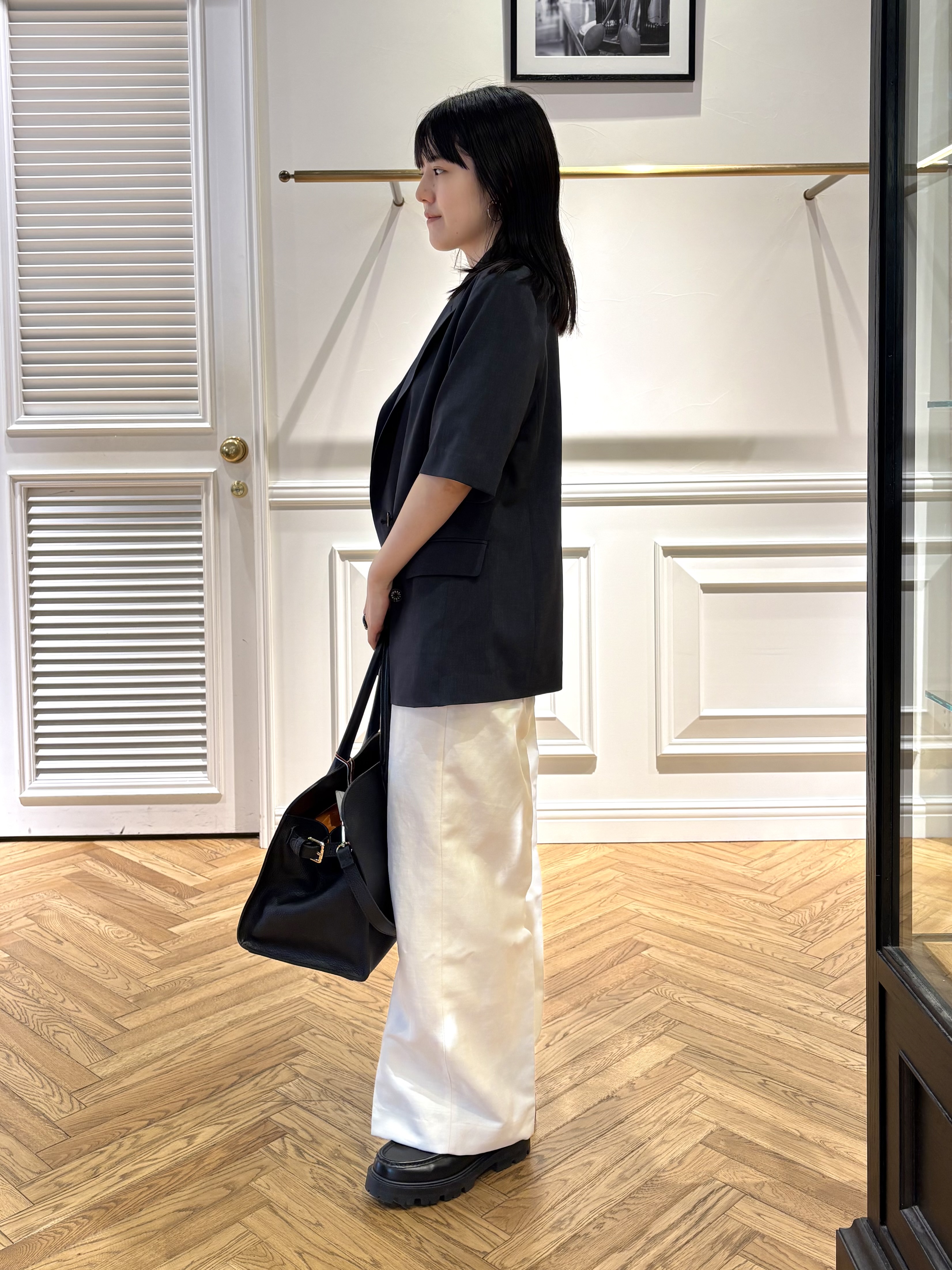 cocoさんの「DRESSTERIOR｜【ウォッシャブル】コットンシルクハーフスリーブニット」を使ったコーディネート