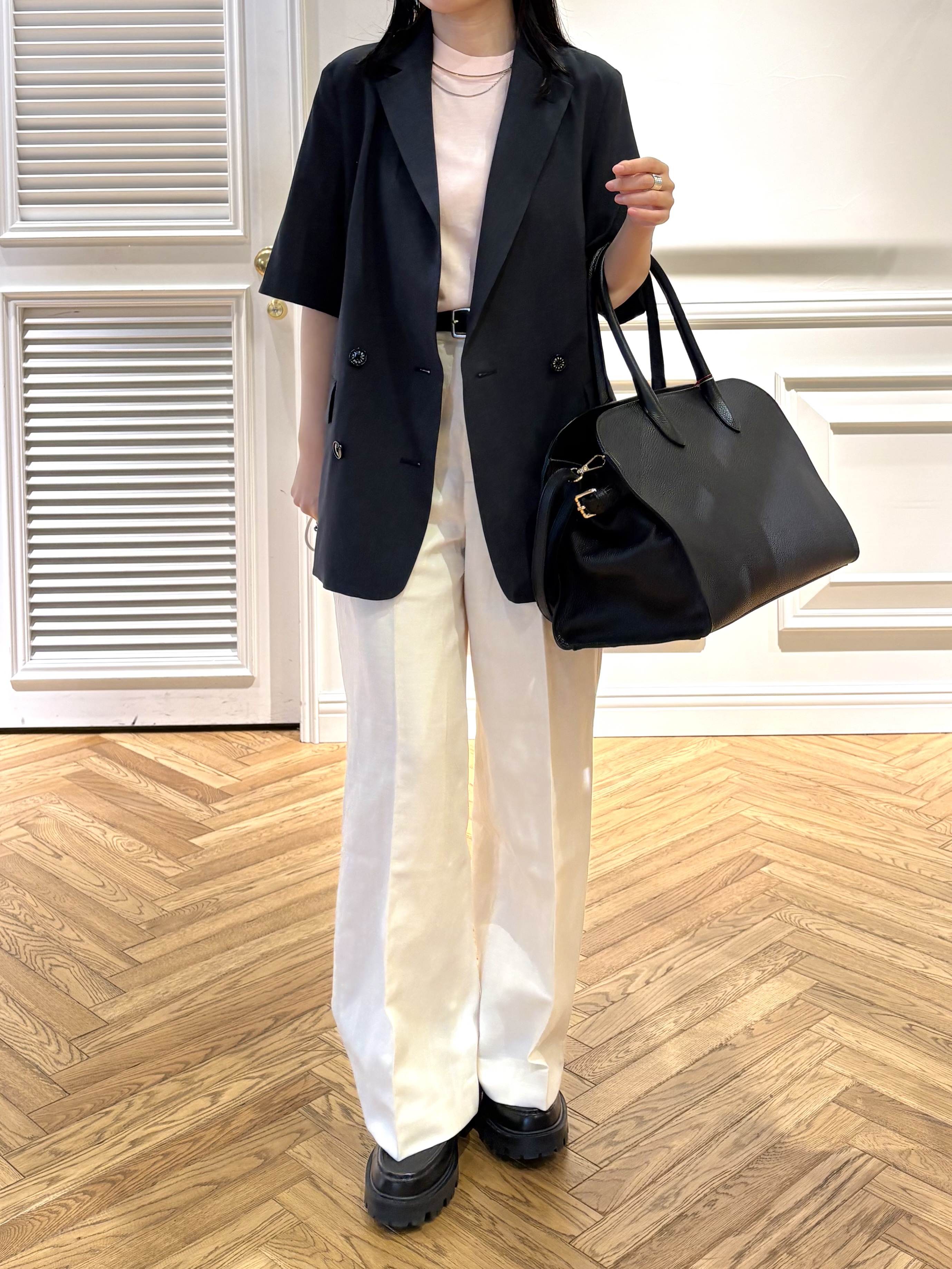 cocoさんの「DRESSTERIOR｜【ウォッシャブル】コットンシルクハーフスリーブニット」を使ったコーディネート