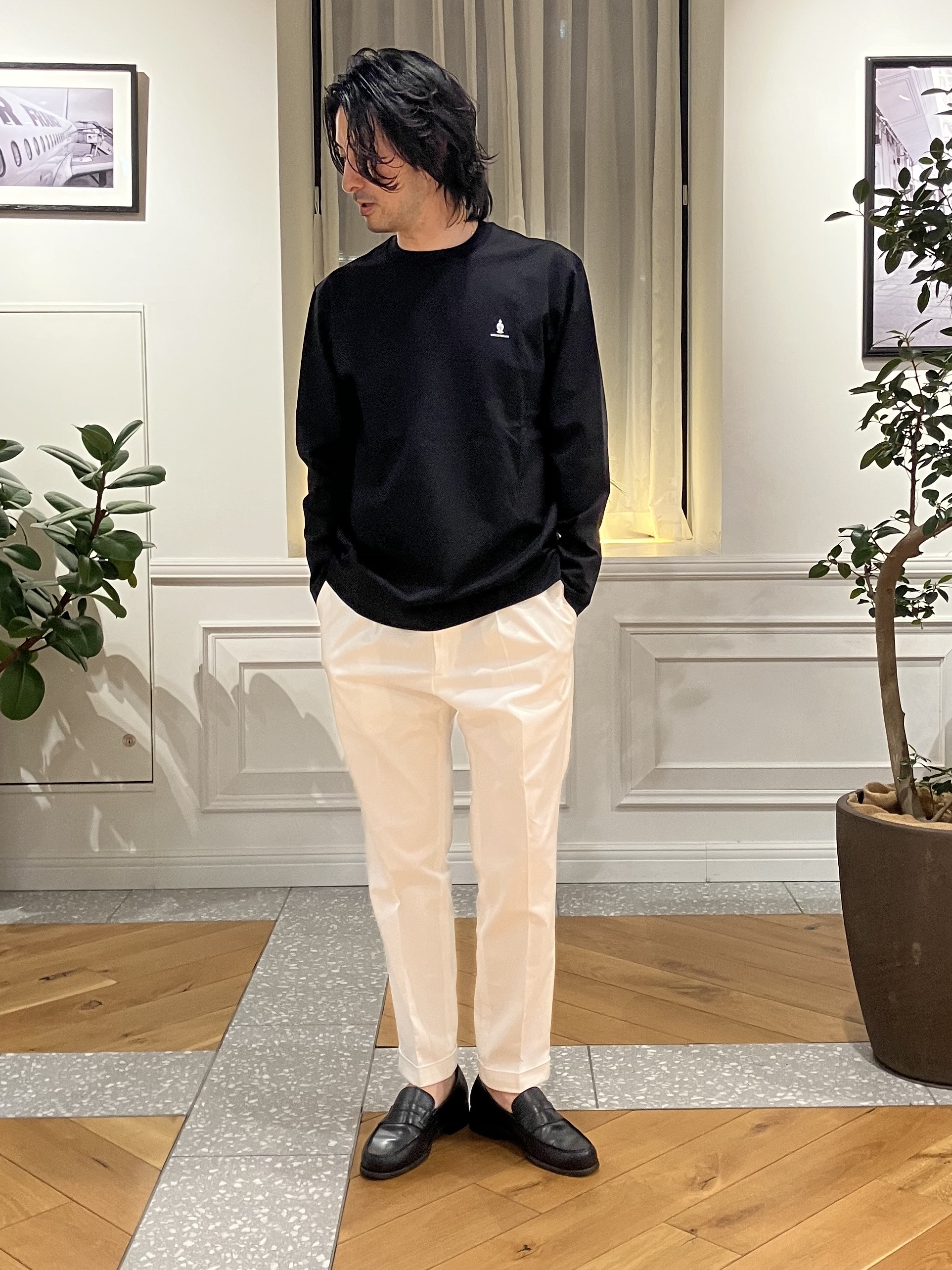 junyaさんの「DRESSTERIOR｜【接触冷感/UVカット/抗菌防臭/しわ防止】クールデオドラント ロングTシャツ」を使ったコーディネート