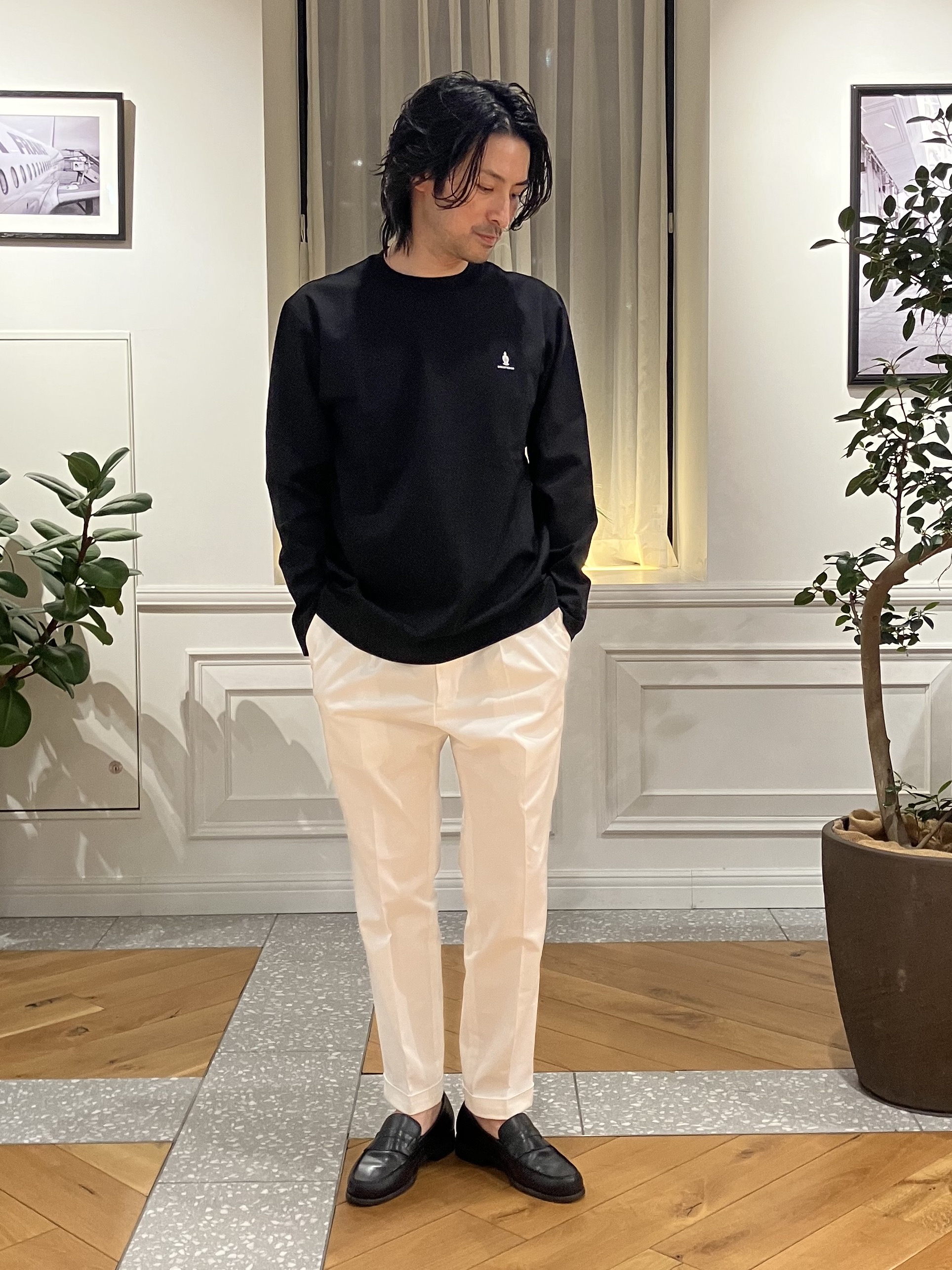junyaさんの「DRESSTERIOR｜【接触冷感/UVカット/抗菌防臭/しわ防止】クールデオドラント ロングTシャツ」を使ったコーディネート