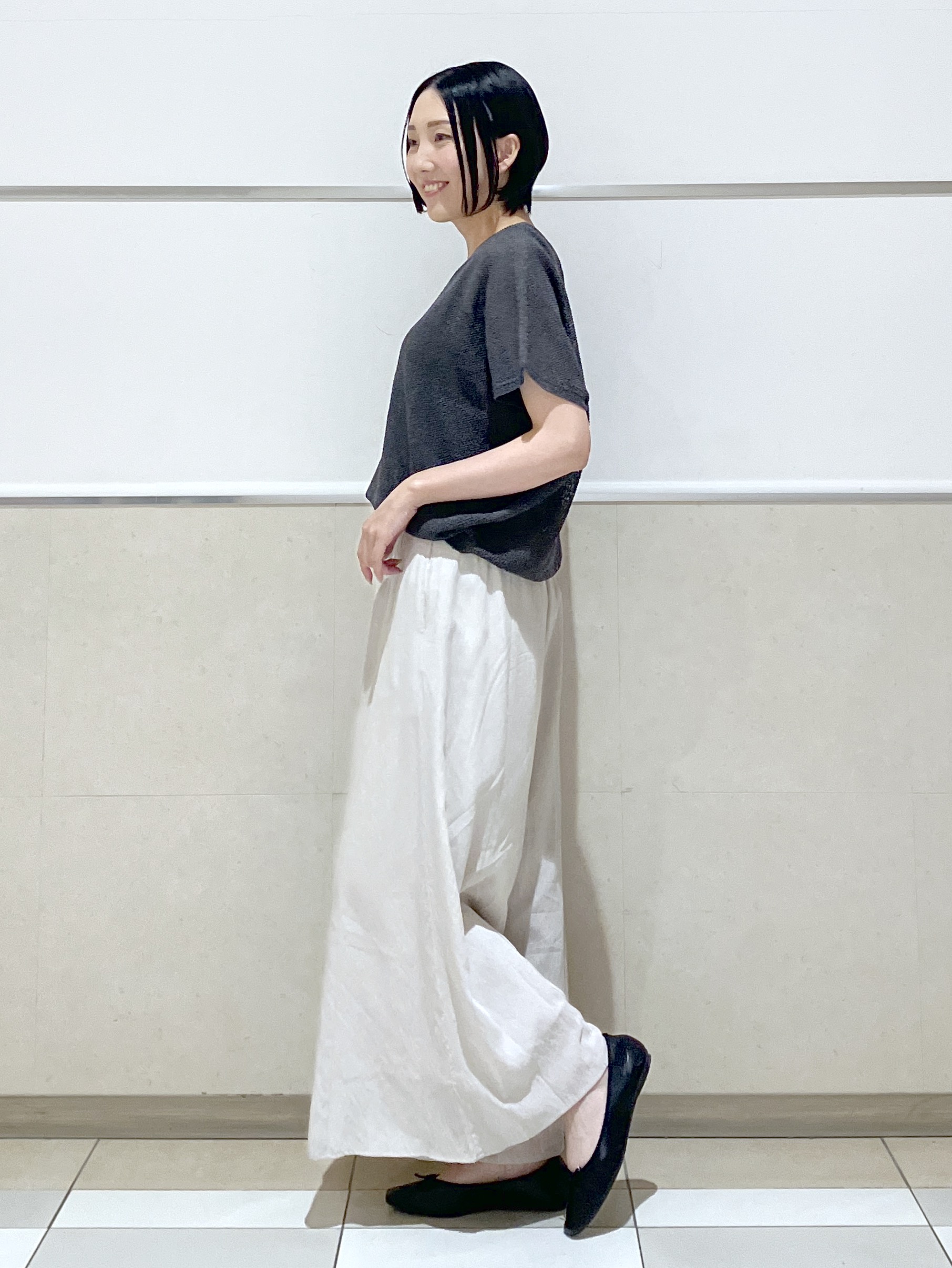 eriko さんの「Dessin｜【洗える】透かし編みデザインニット半袖」を使ったコーディネート