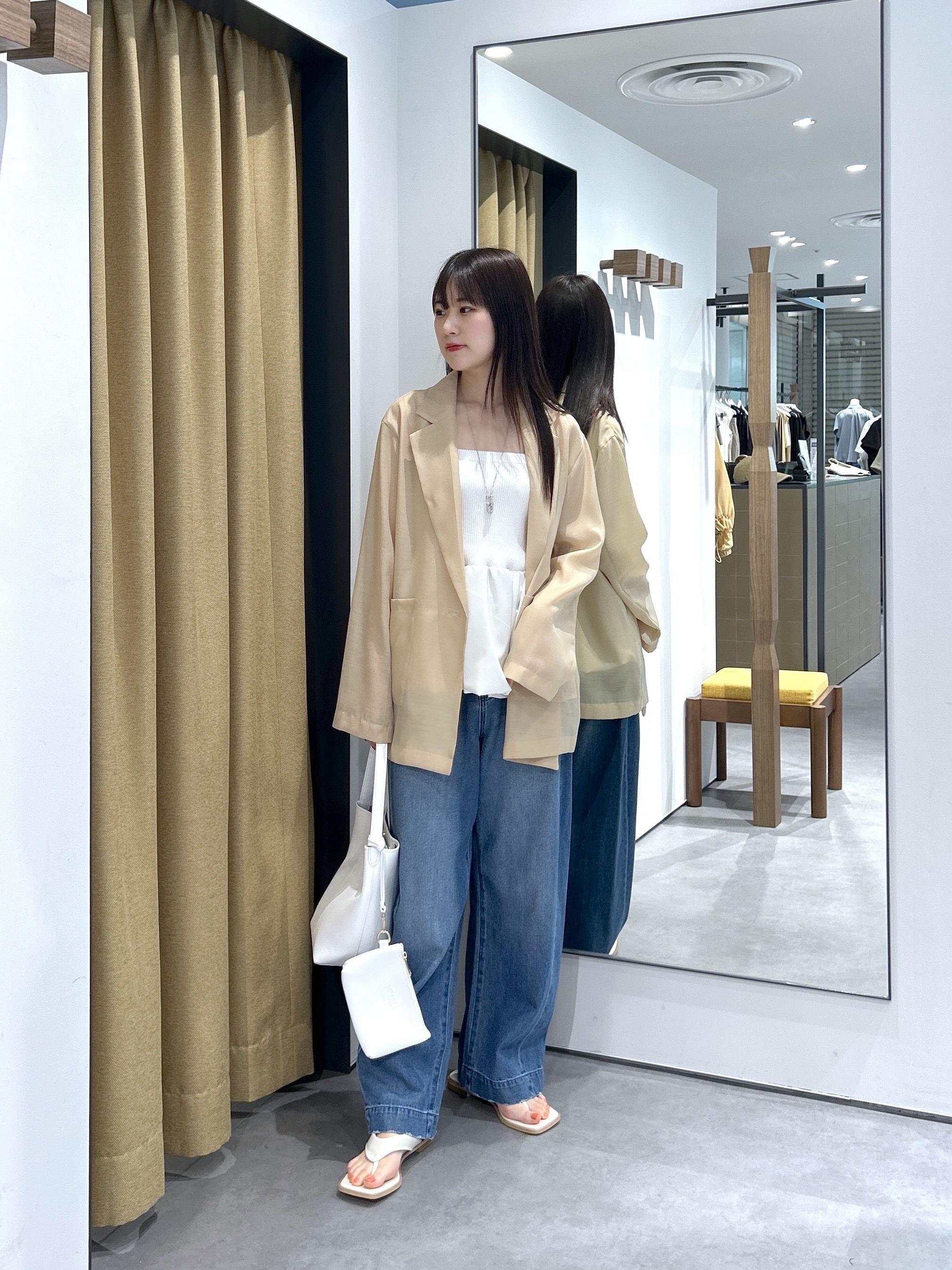 Renoさんの「INDIVI｜シアーシャツジャケット【接触冷感】」を使ったコーディネート