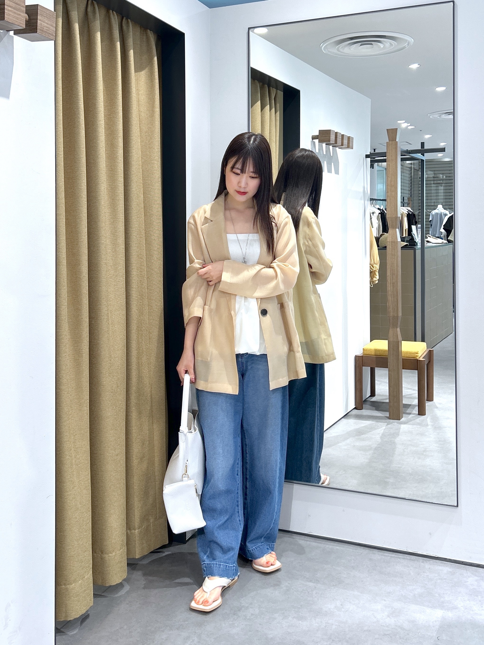 Renoさんの「INDIVI｜シアーシャツジャケット【接触冷感】」を使ったコーディネート