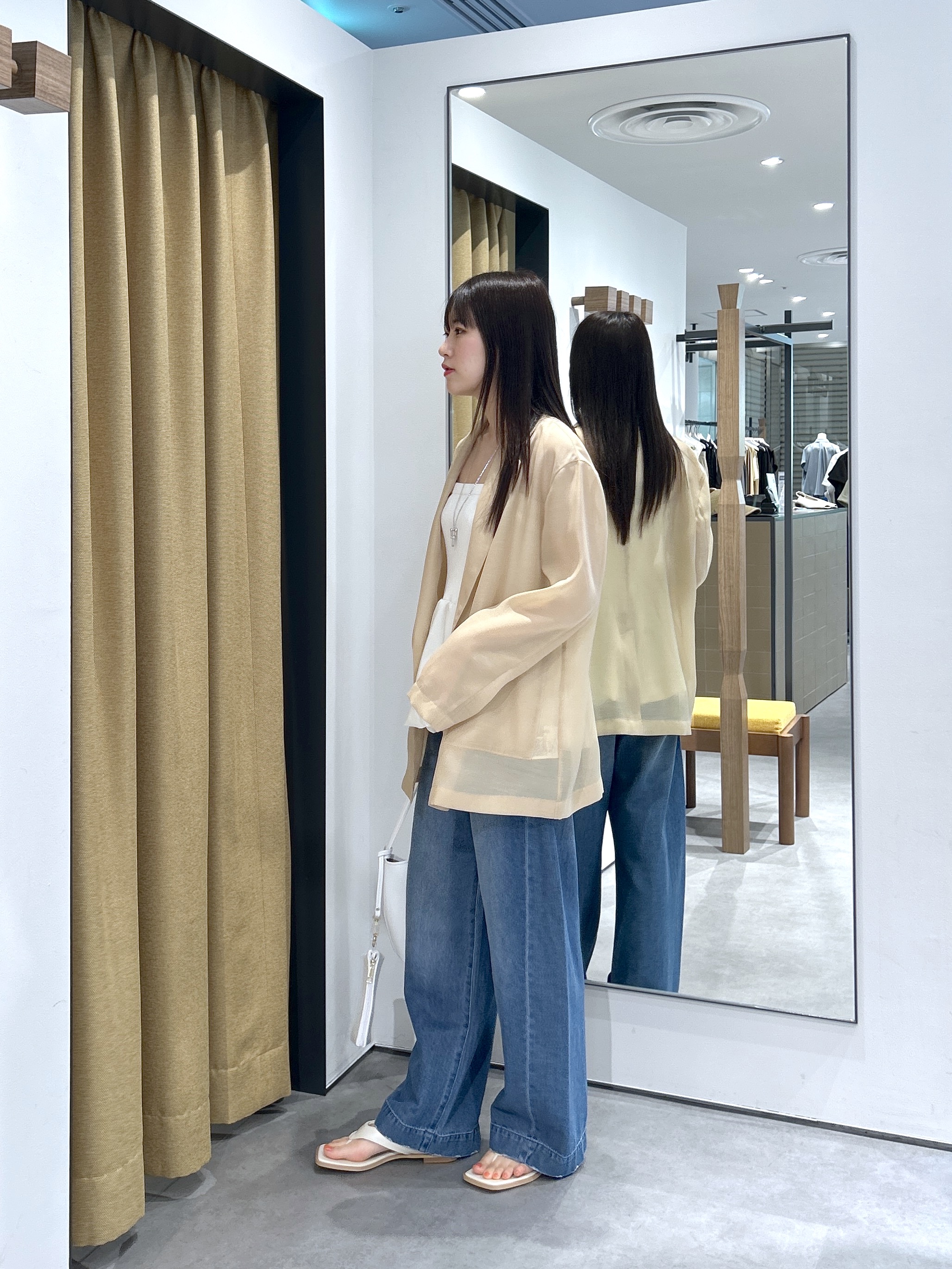 Renoさんの「INDIVI｜シアーシャツジャケット【接触冷感】」を使ったコーディネート
