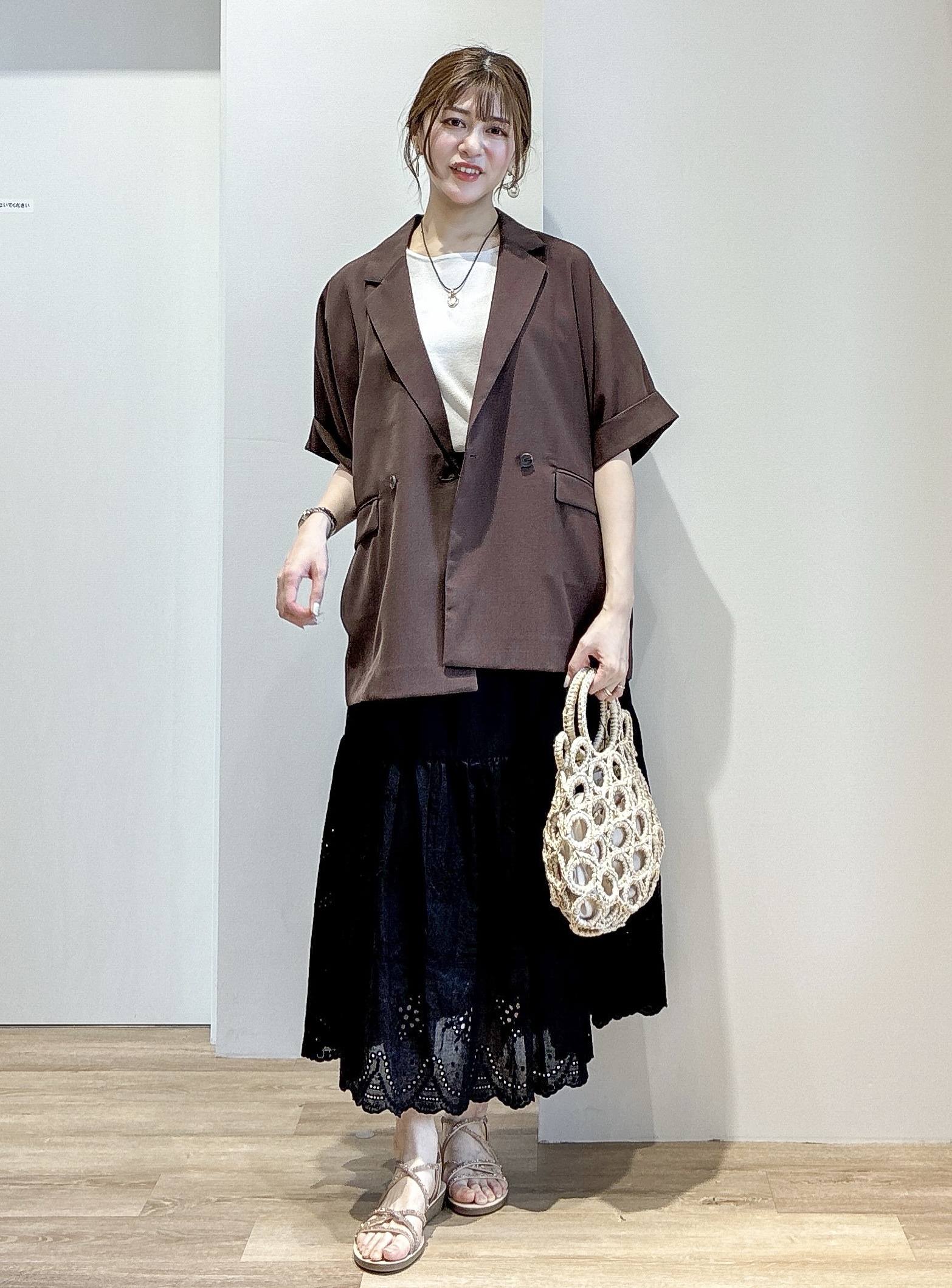 もんちゃんさんの「OPAQUE.CLIP｜【接触冷感／吸水速乾／防シワ】リネンライクテーラードジャケット《洗濯機OK》」を使ったコーディネート