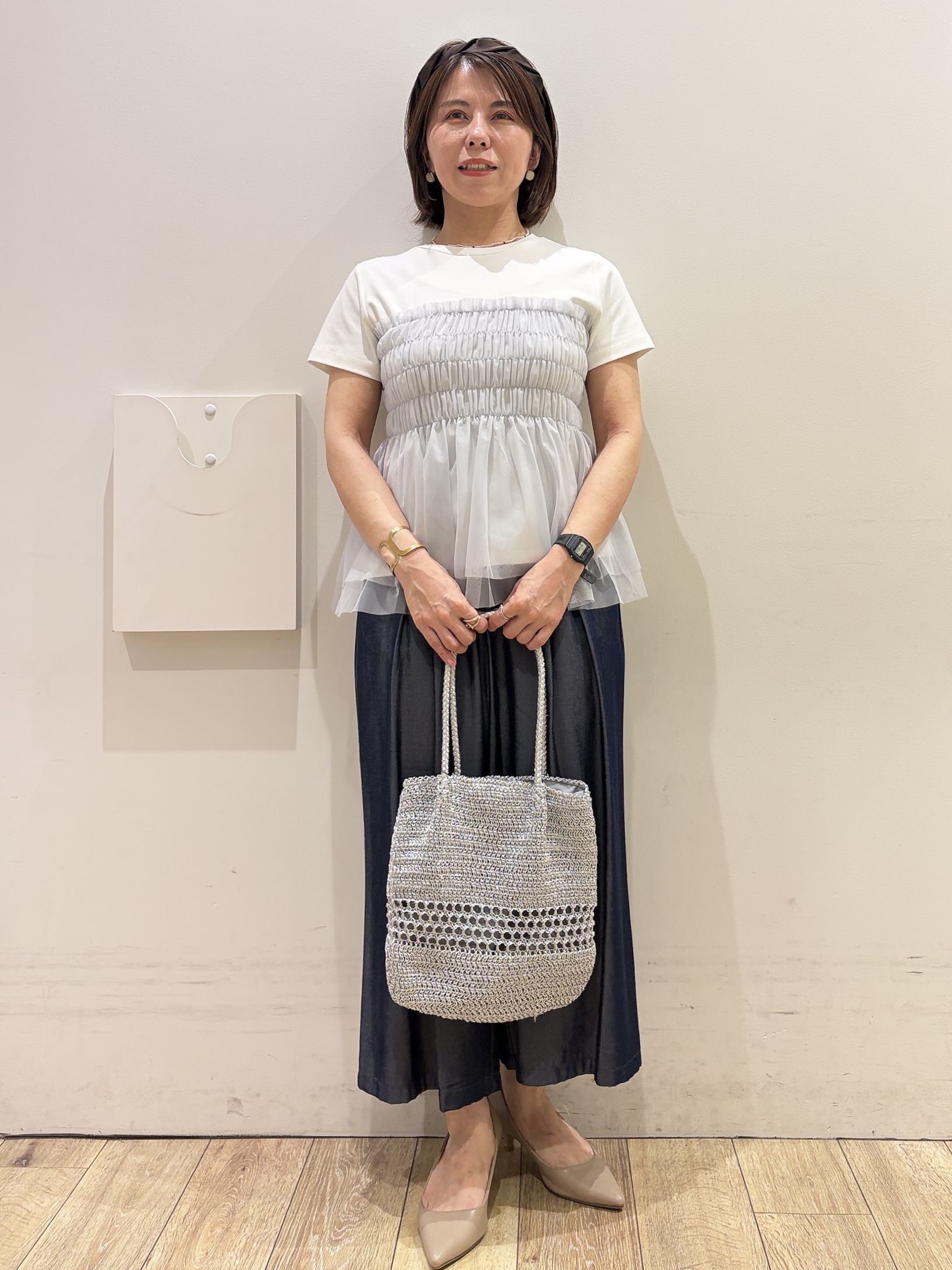YUKOさんの「index｜サテンねじりデザインカチューシャ」を使ったコーディネート