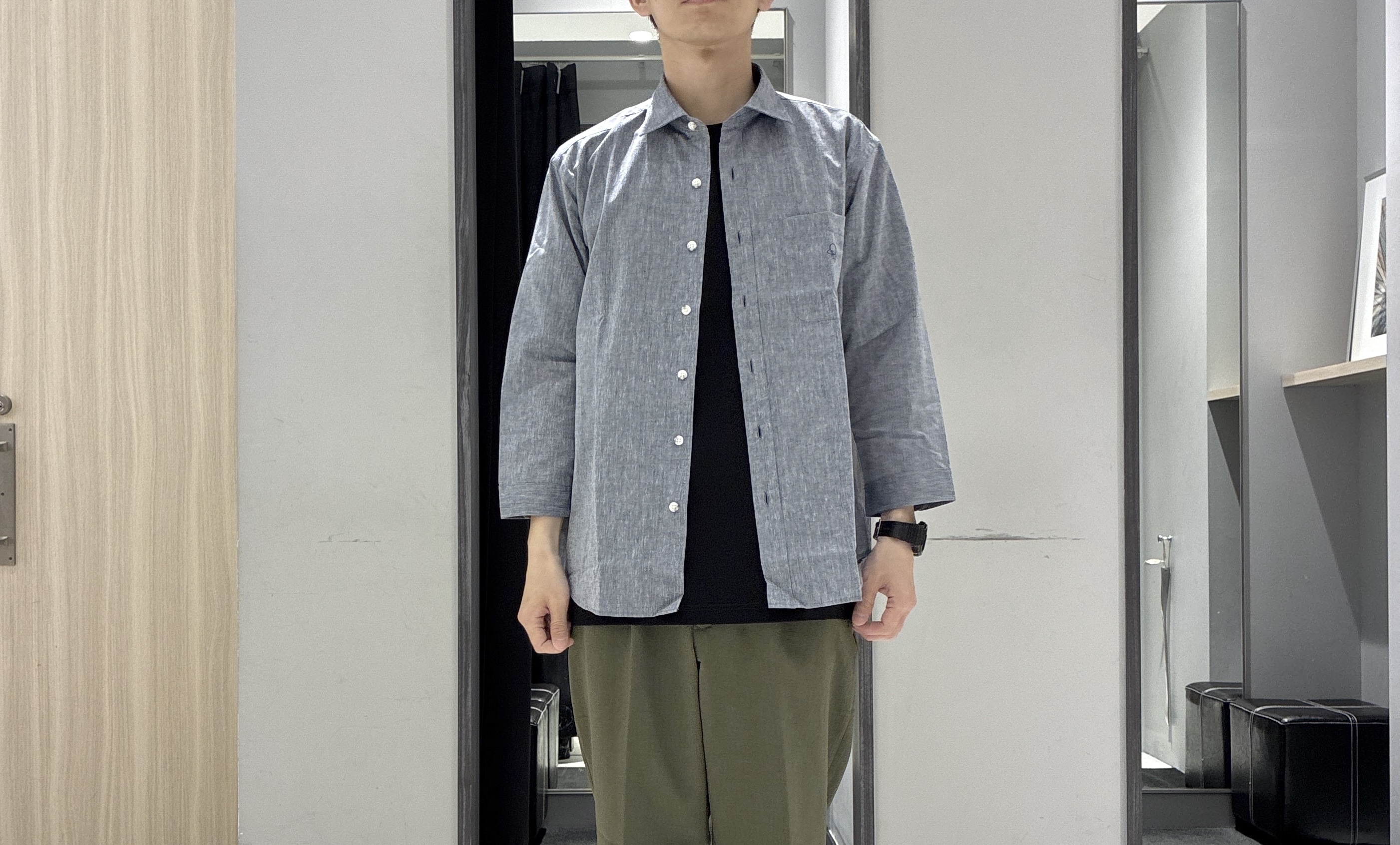 わいずみさんの「TAKEO KIKUCHI｜【接触冷感】ハイブリッド リネン 七分袖シャツ」を使ったコーディネート
