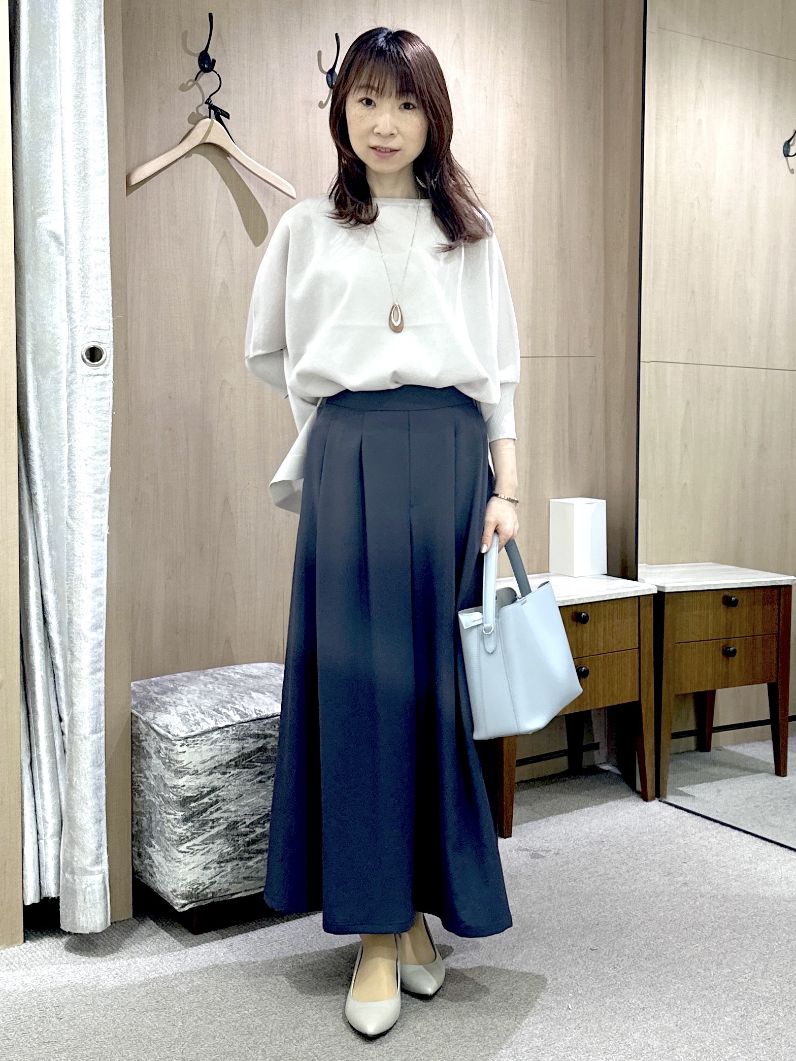 Miwaさんの「UNTITLED｜【アンサンブル可/洗える】シアーレーヨンニット」を使ったコーディネート